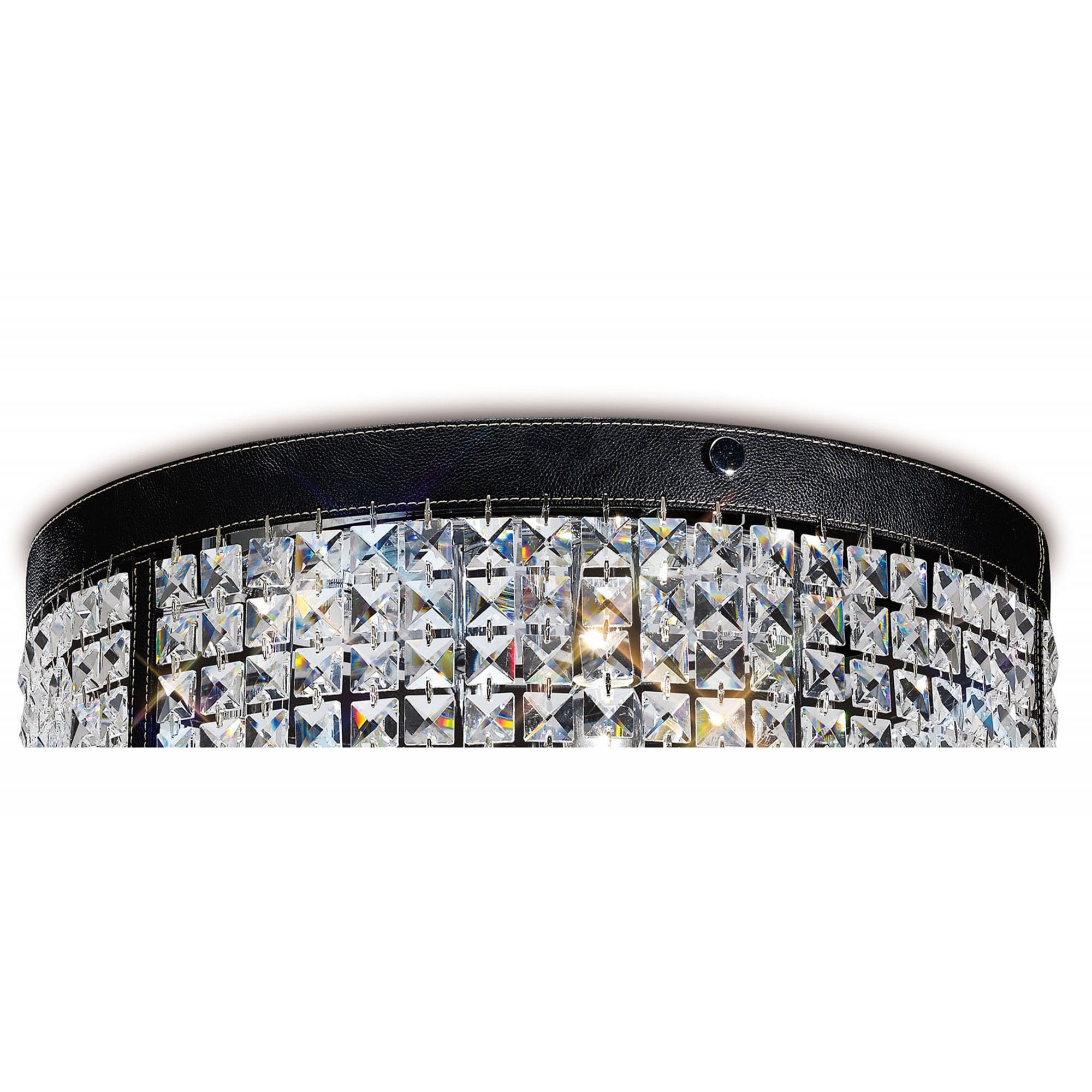 Diyas IL31031 Celsa Ceiling 4 Light Polished Chrome/Black Faux Leather/Crystal
