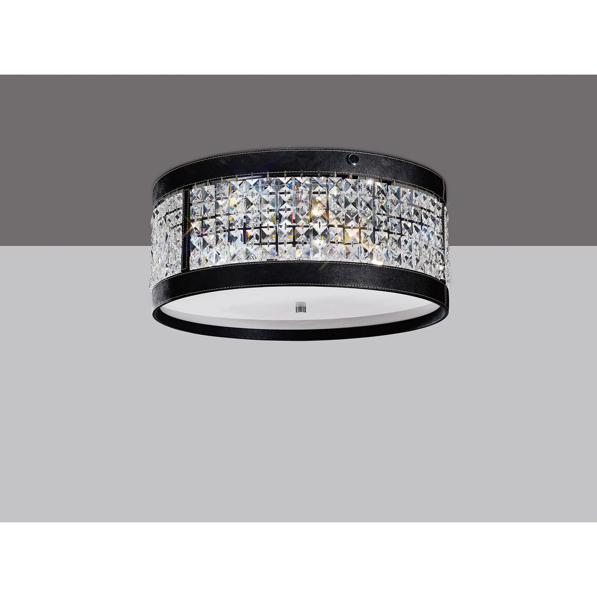 Diyas IL31031 Celsa Ceiling 4 Light Polished Chrome/Black Faux Leather/Crystal