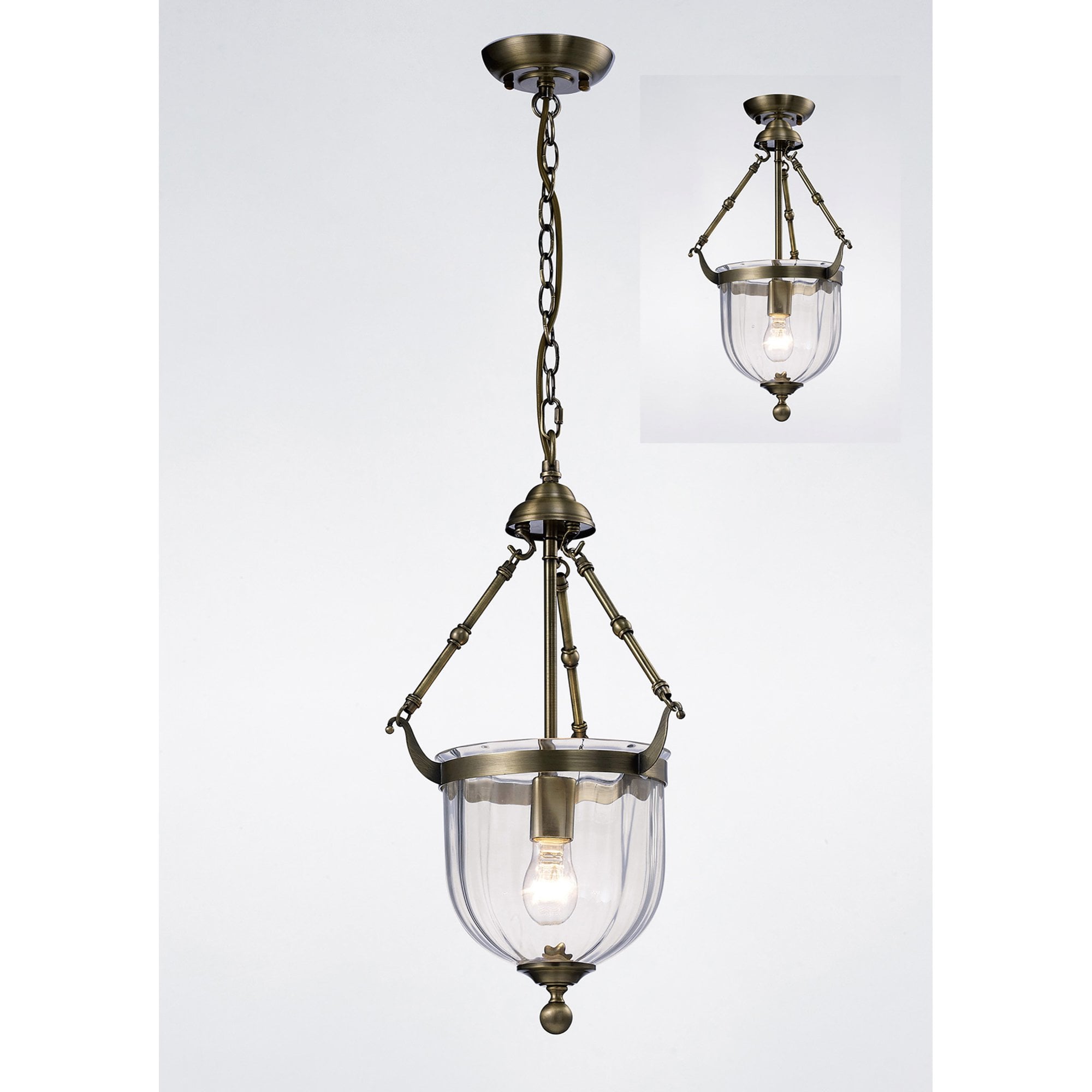 Diyas IL31075 Aubrey Pendant 1 Light Antique Brass/Glass