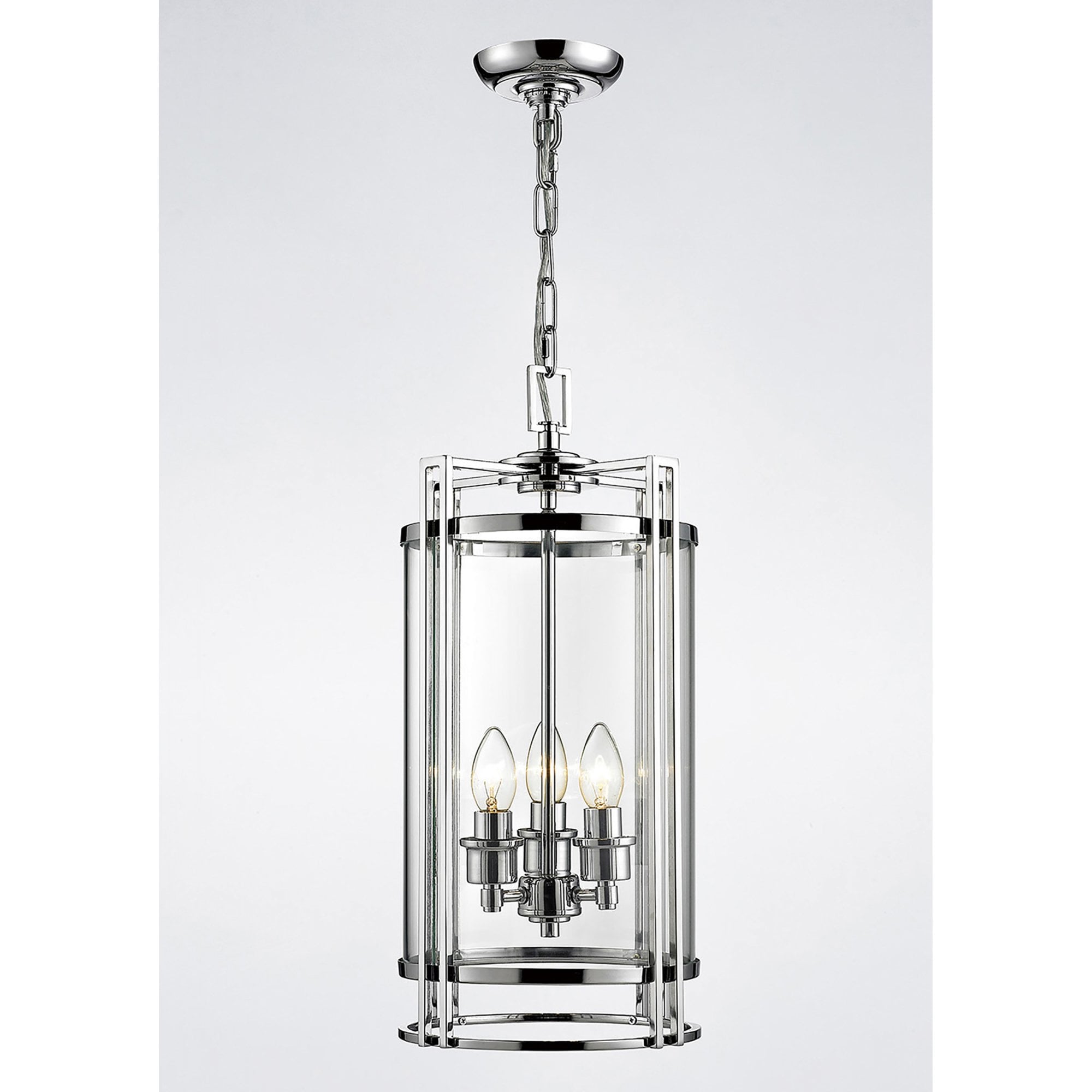 Diyas IL31082 Eaton Pendant 3 Light Polished Chrome/Glass
