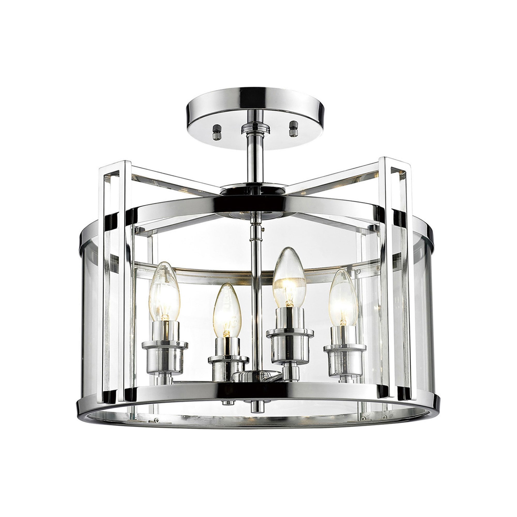 Diyas IL31081 Eaton Semi Ceiling 4 Light Polished Chrome/Glass
