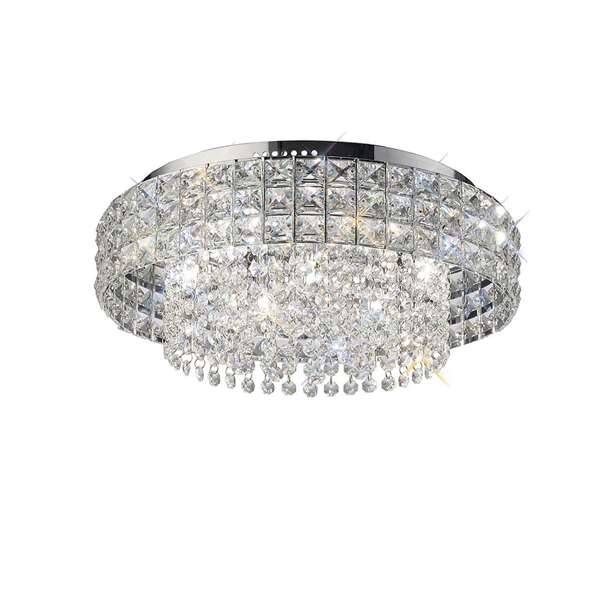 Diyas IL31151 Edison Ceiling Round 7 Light Polished Chrome/Crystal
