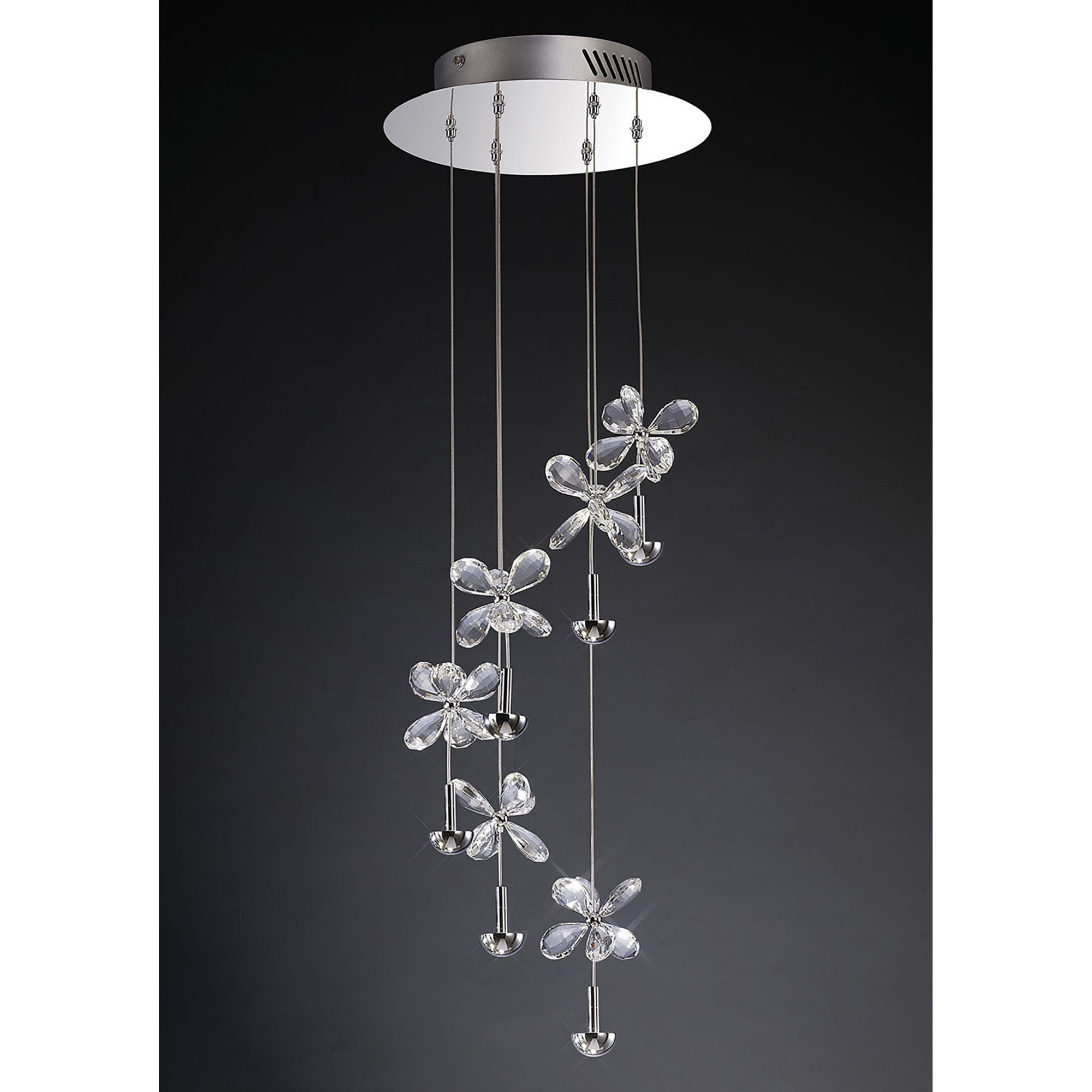 Diyas IL31141 Aviva Pendant 6 Light 4000K LED Polished Chrome/Crystal