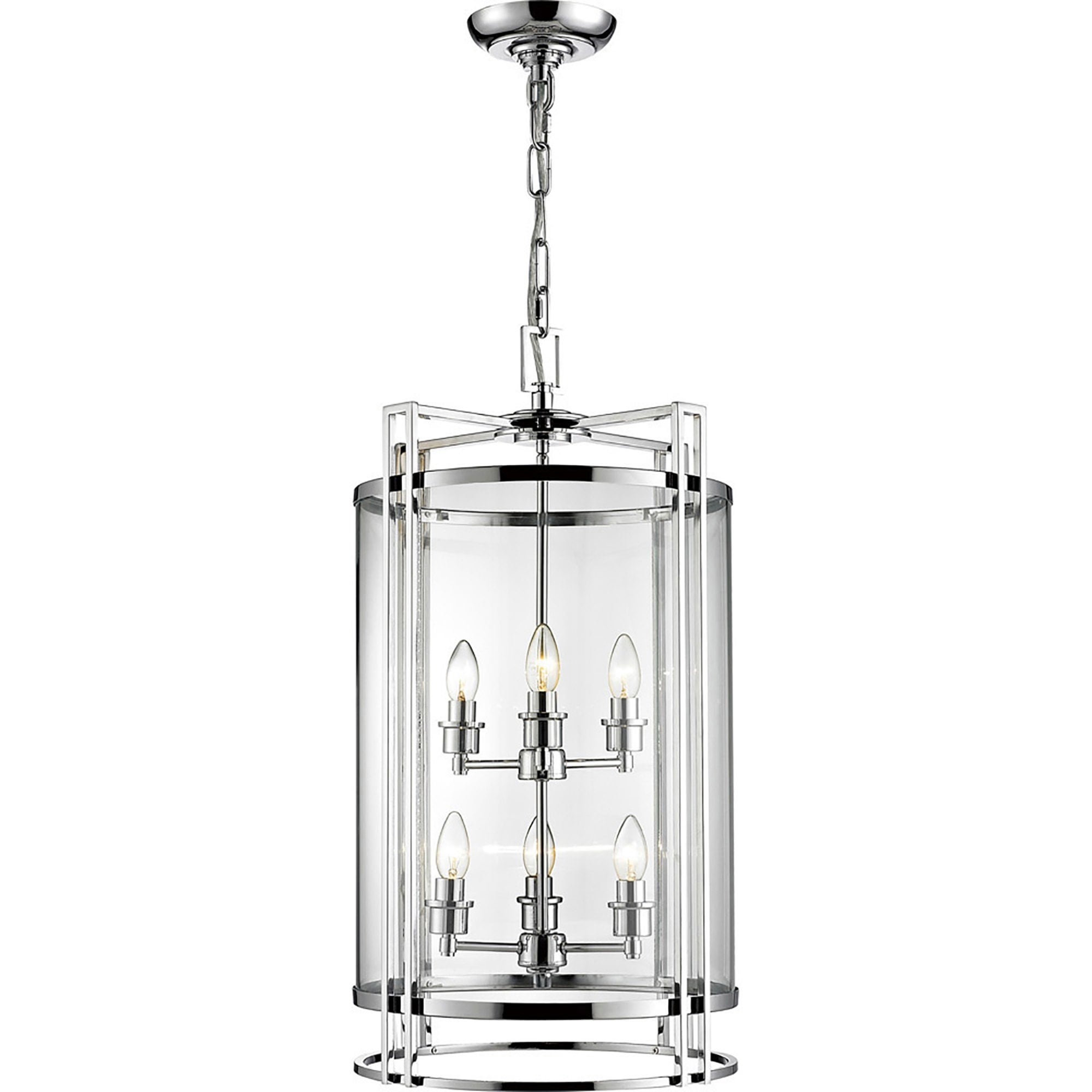 Diyas IL31084 Eaton Pendant 6 Light Polished Chrome/Glass