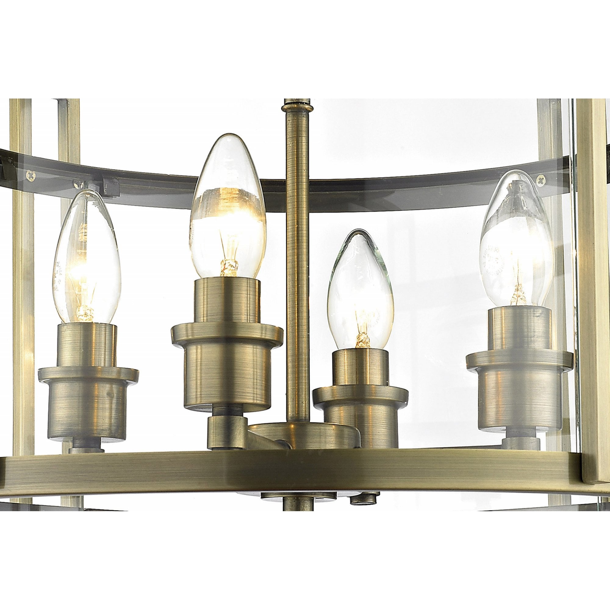 Diyas IL31091 Eaton Semi Ceiling 4 Light Antique Brass/Glass