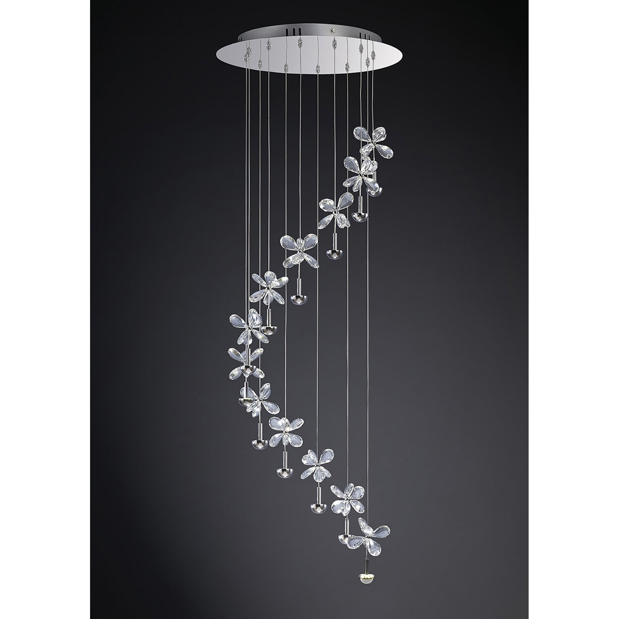 Diyas IL31143 Aviva Pendant 12 Light 4000K LED Polished Chrome/Crystal