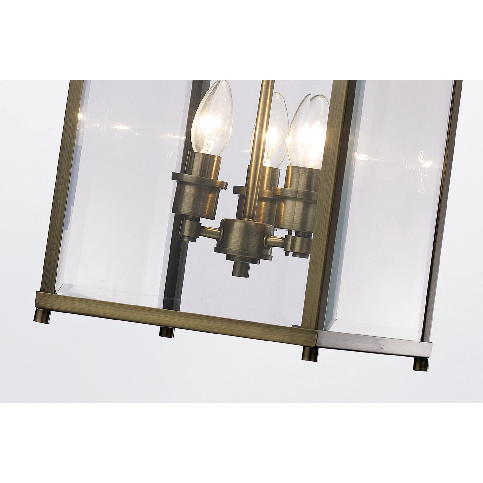 Diyas IL31112 Aston Pendant 3 Light Antique Brass/Glass