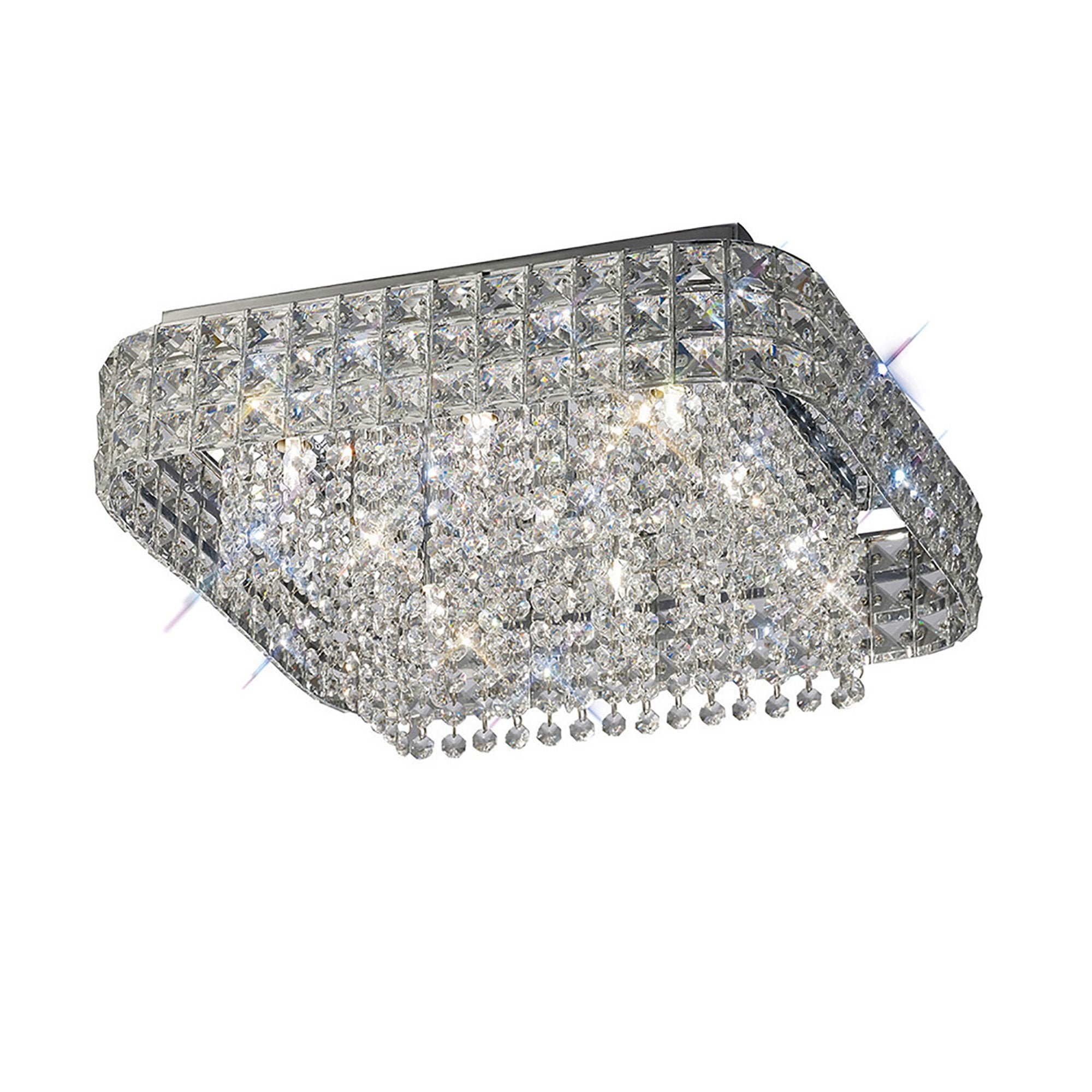 Diyas IL31153 Edison Ceiling Square 9 Light Polished Chrome/Crystal