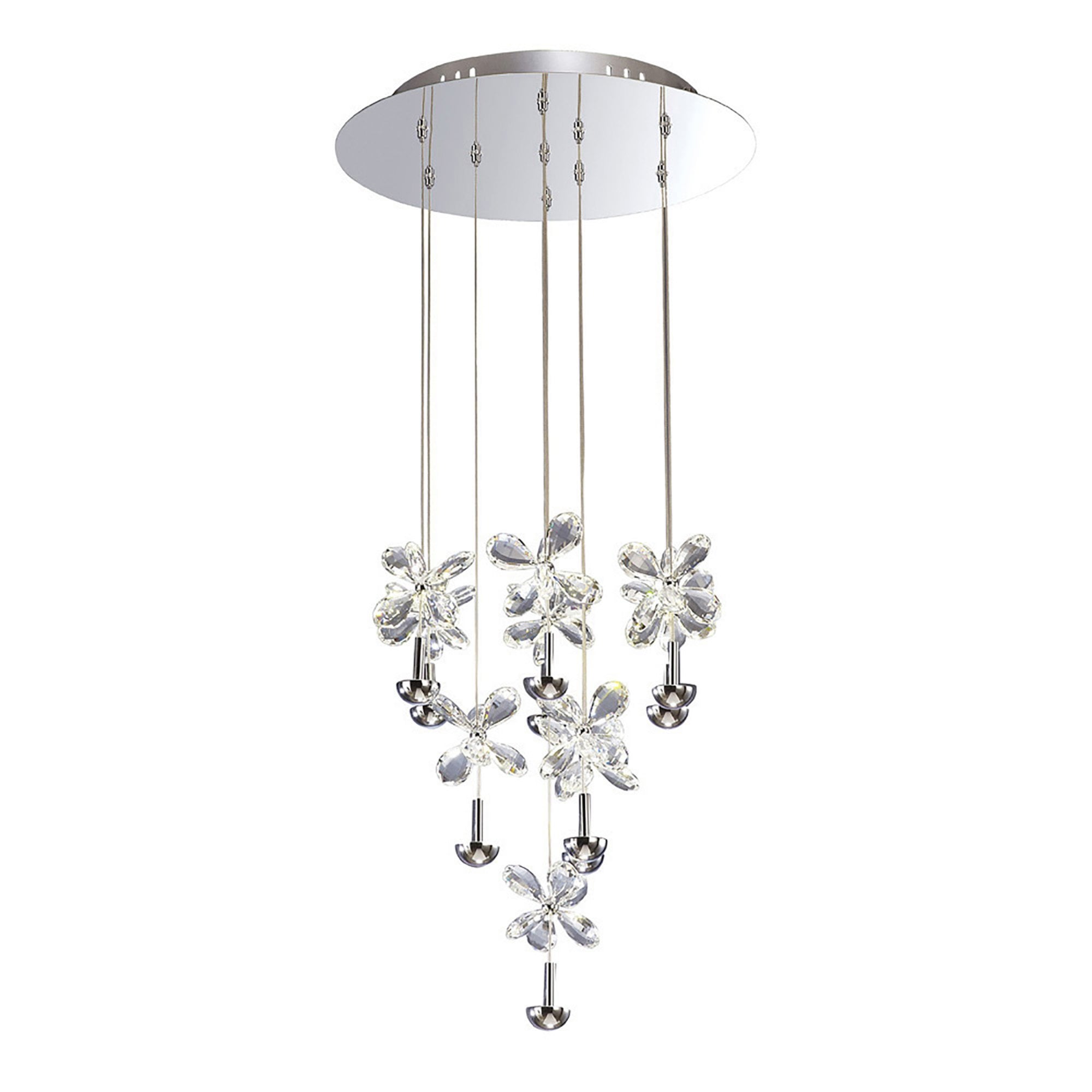 Diyas IL31145 Aviva Pendant Round 10 Light 4000K LED Polished Chrome/Crystal