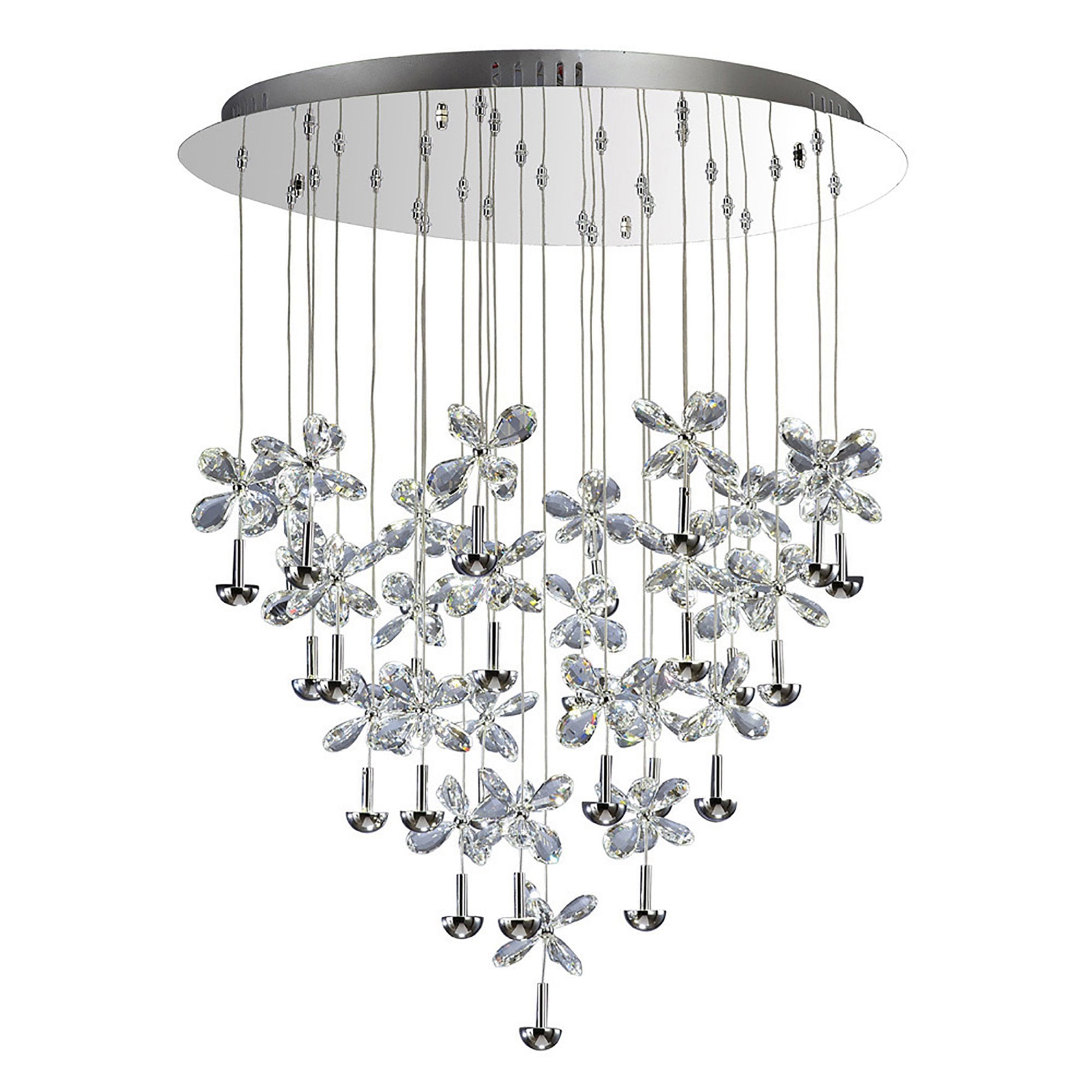 Diyas IL31147 Aviva Pendant Round 28 Light 4000K LED Polished Chrome/Crystal