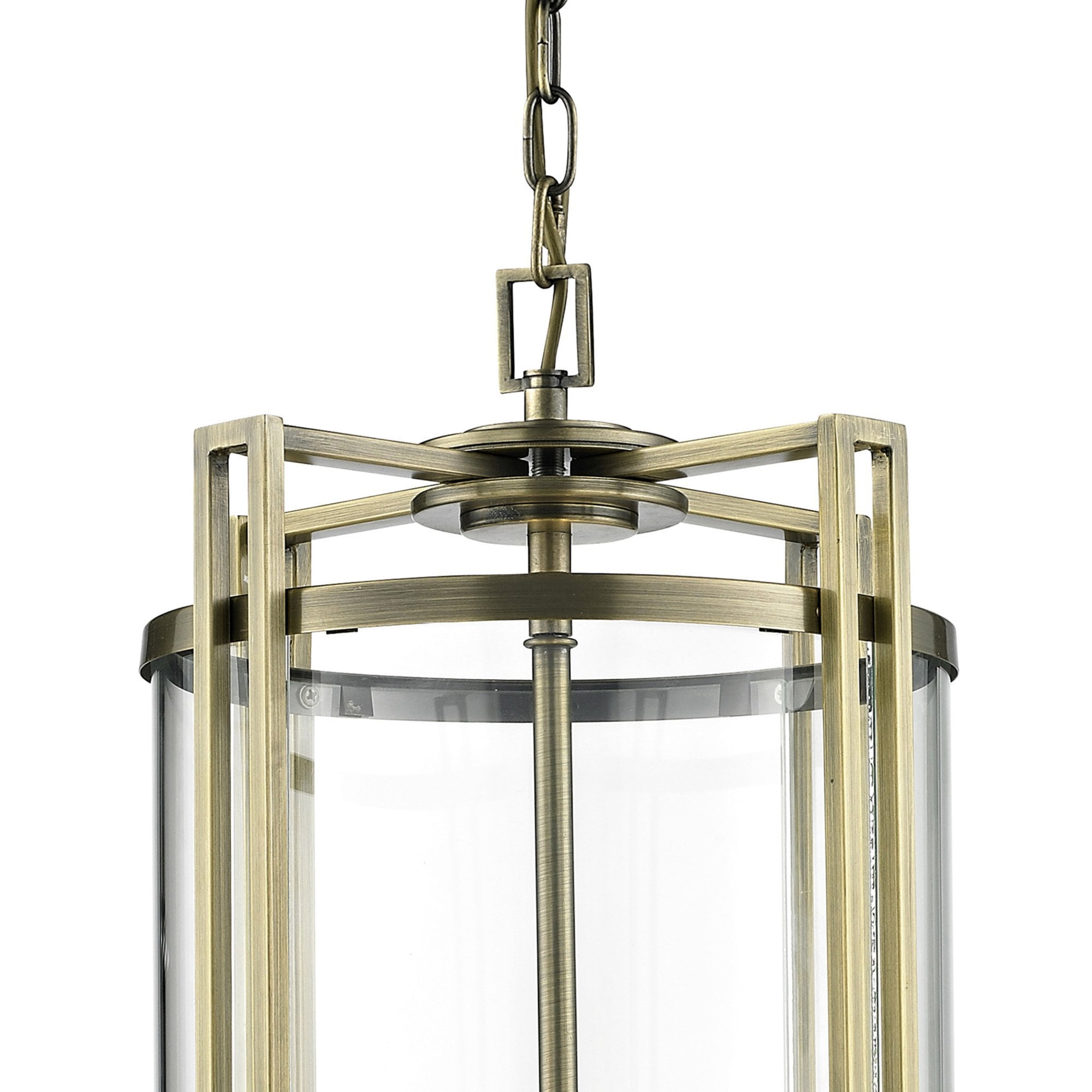 Diyas IL31092 Eaton Pendant 3 Light Antique Brass/Glass