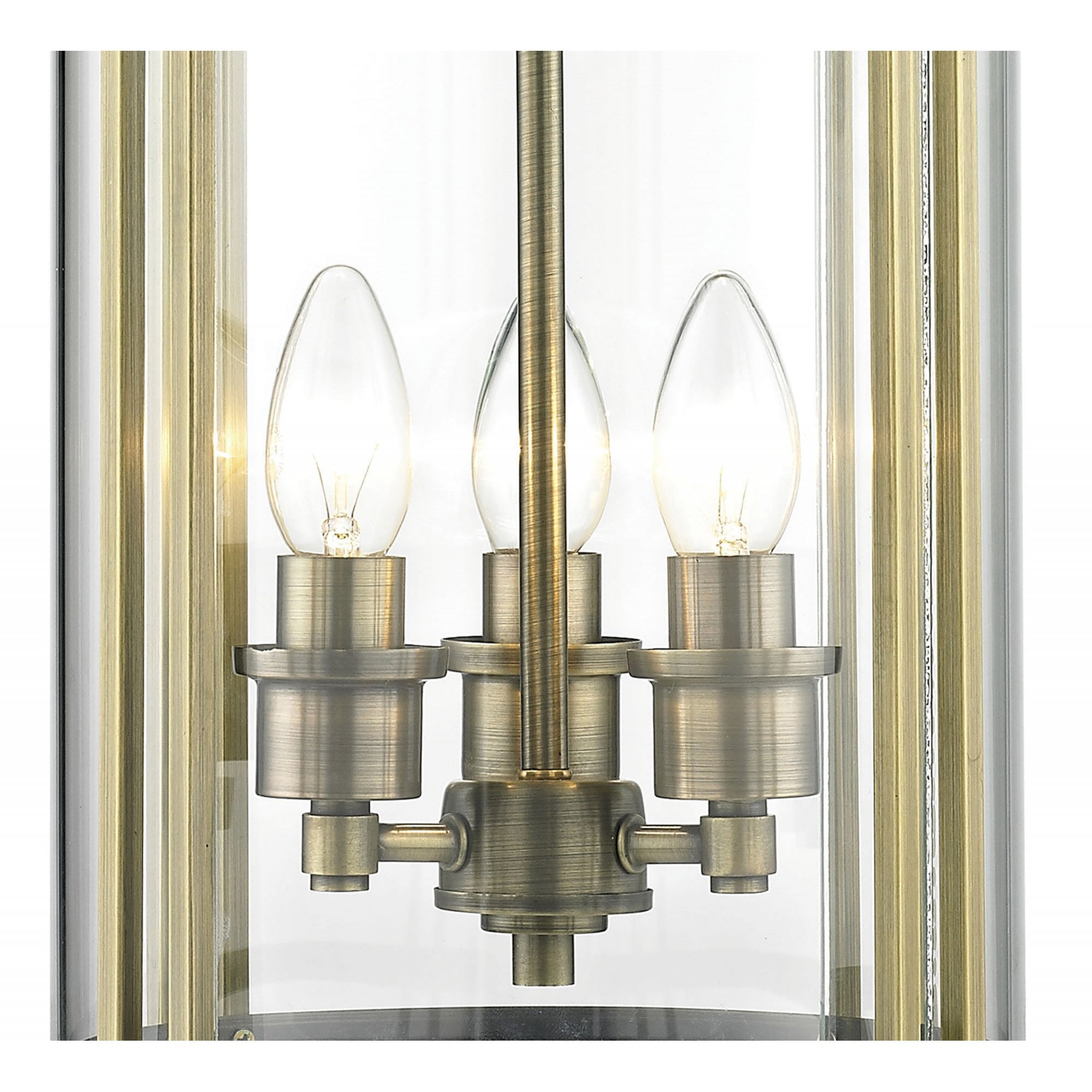Diyas IL31092 Eaton Pendant 3 Light Antique Brass/Glass