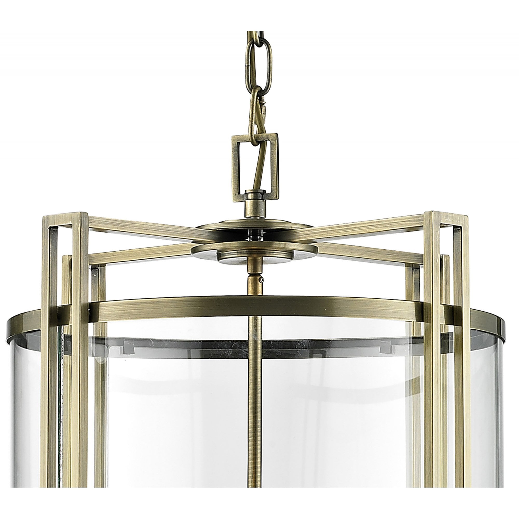 Diyas IL31094 Eaton Pendant 6 Light Antique Brass/Glass