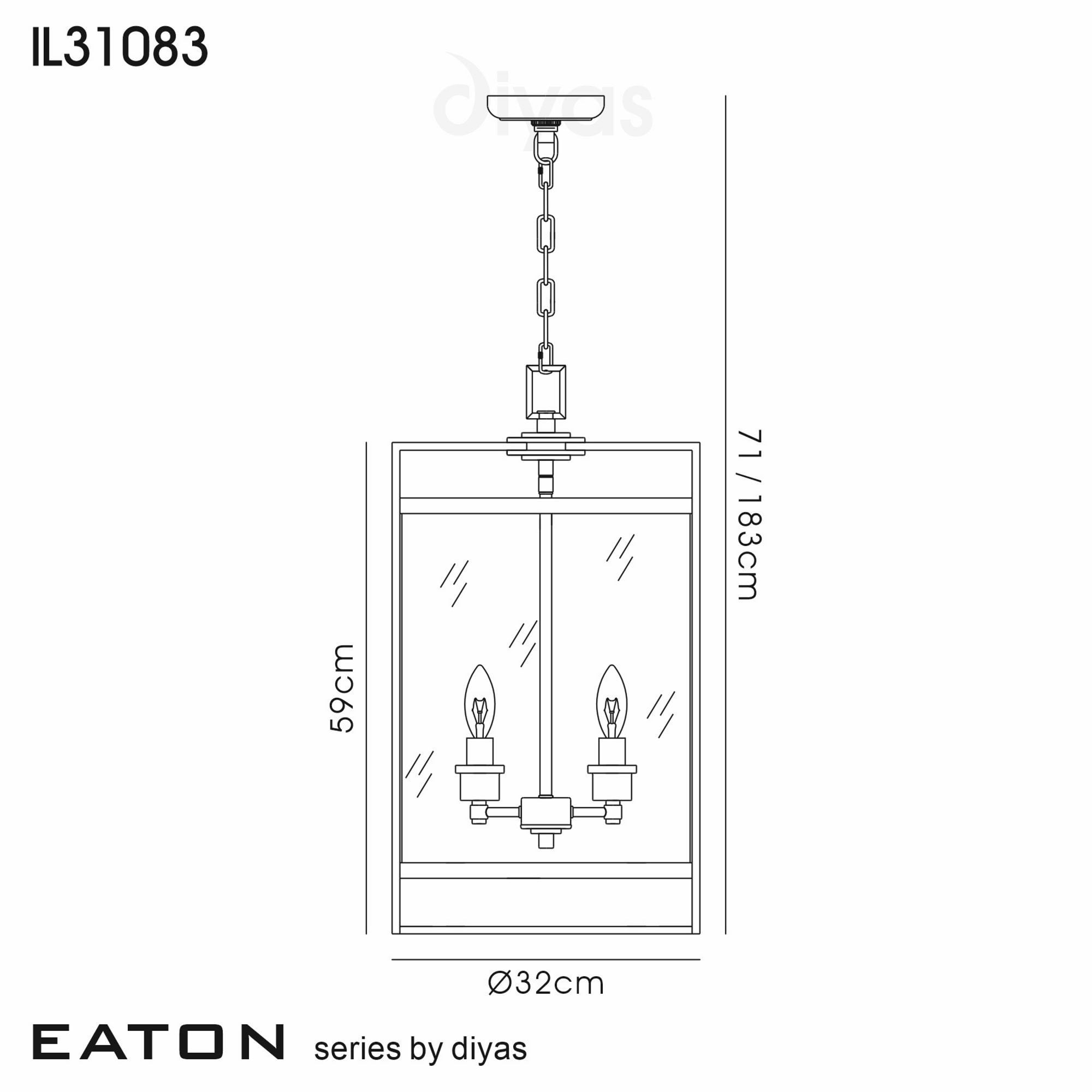 Diyas IL31083 Eaton Pendant 4 Light Polished Chrome/Glass