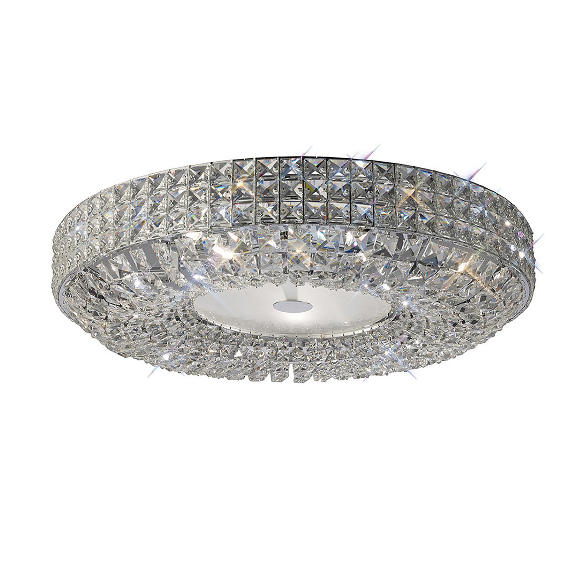 Diyas IL31202 Enya Flush Ceiling 9 Light Polished Chrome/Crystal