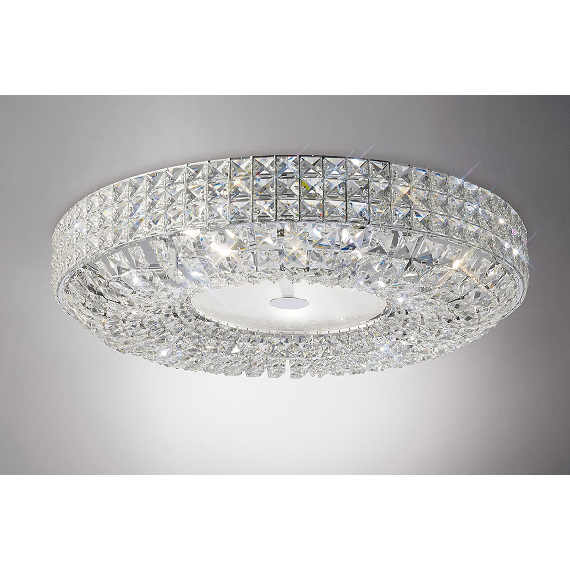 Diyas IL31202 Enya Flush Ceiling 9 Light Polished Chrome/Crystal