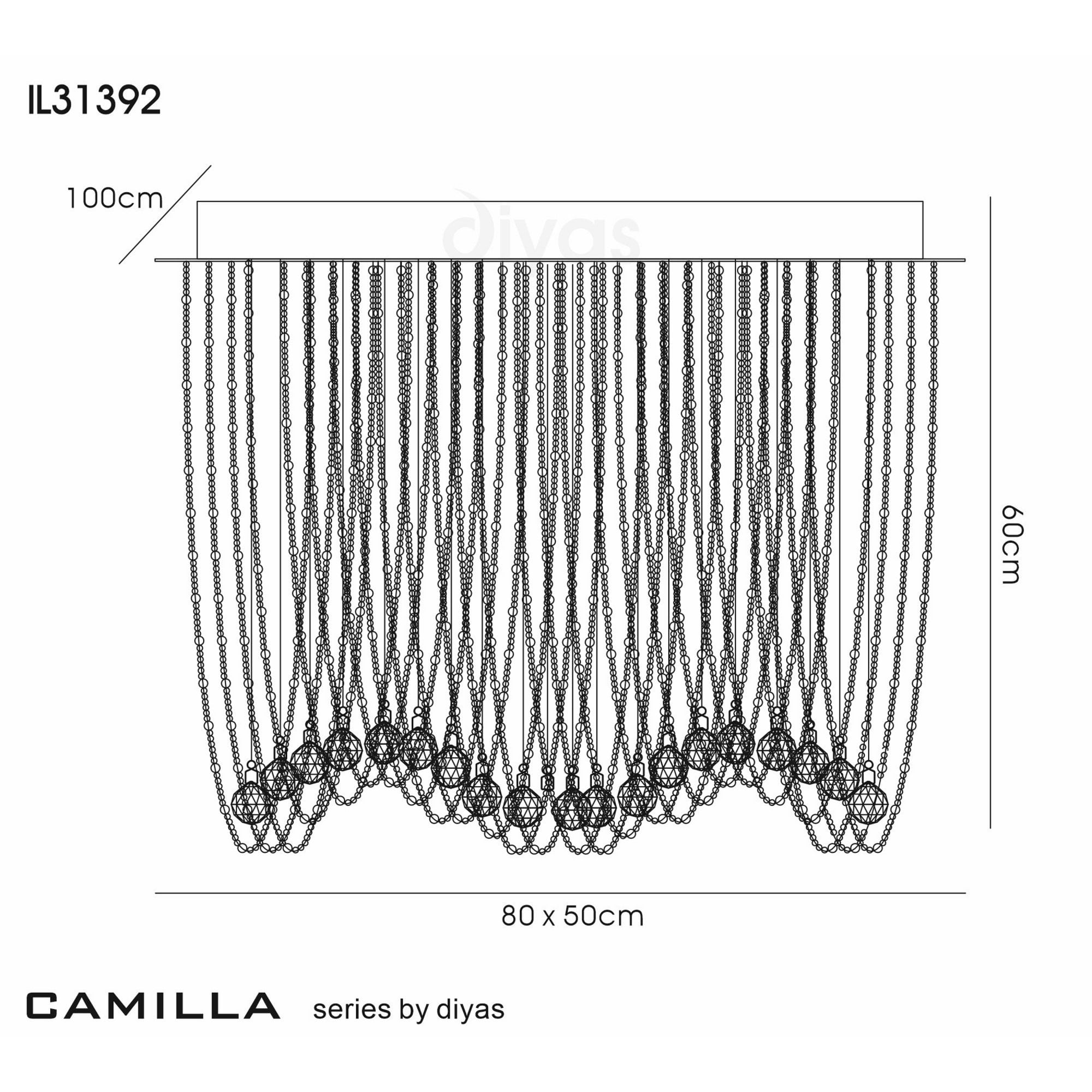 Diyas IL31392 Camilla Ceiling Oval 10 Light Polished Chrome/Crystal