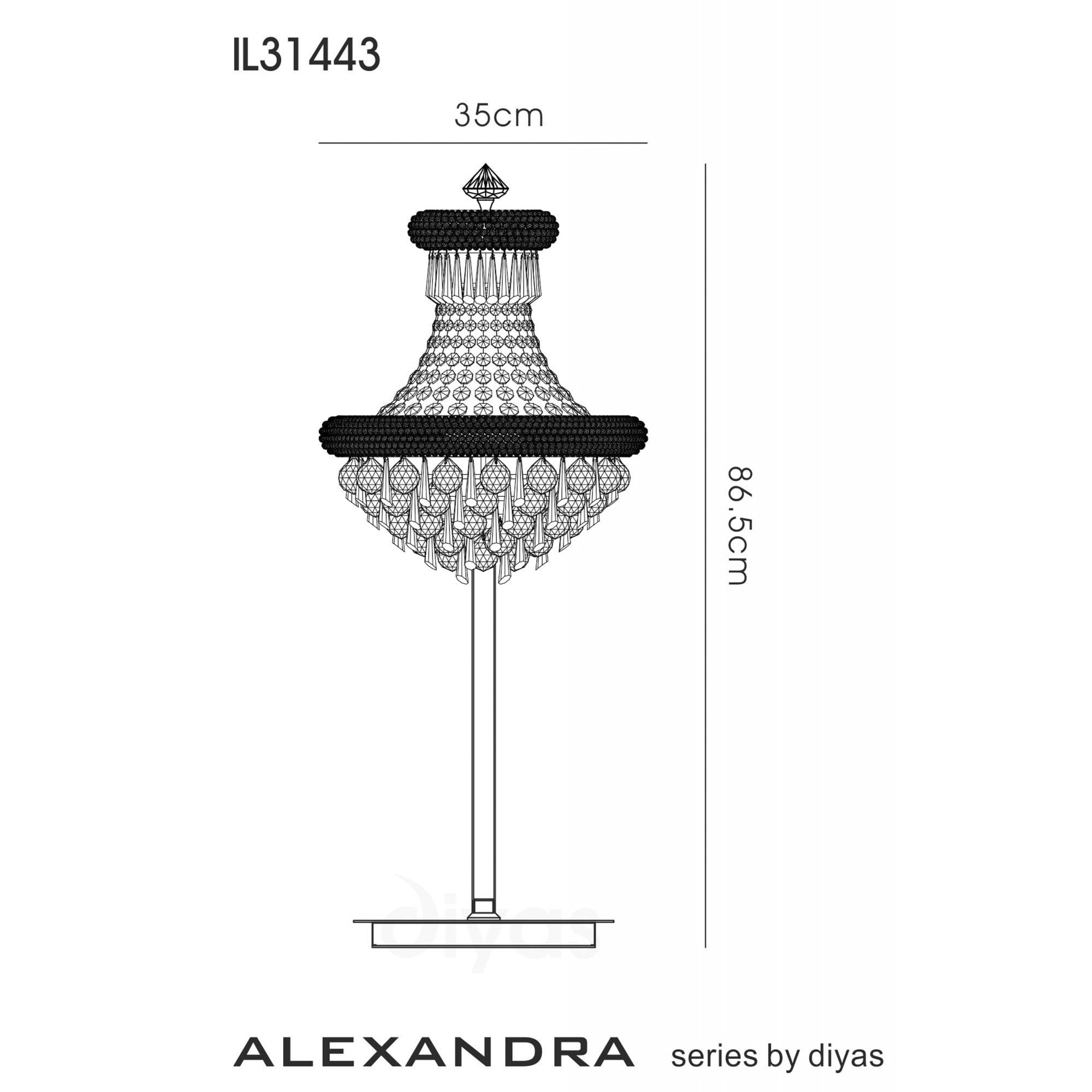 Diyas Alexandra 5 Light Table Lamp - Polished Chrome & Crystal