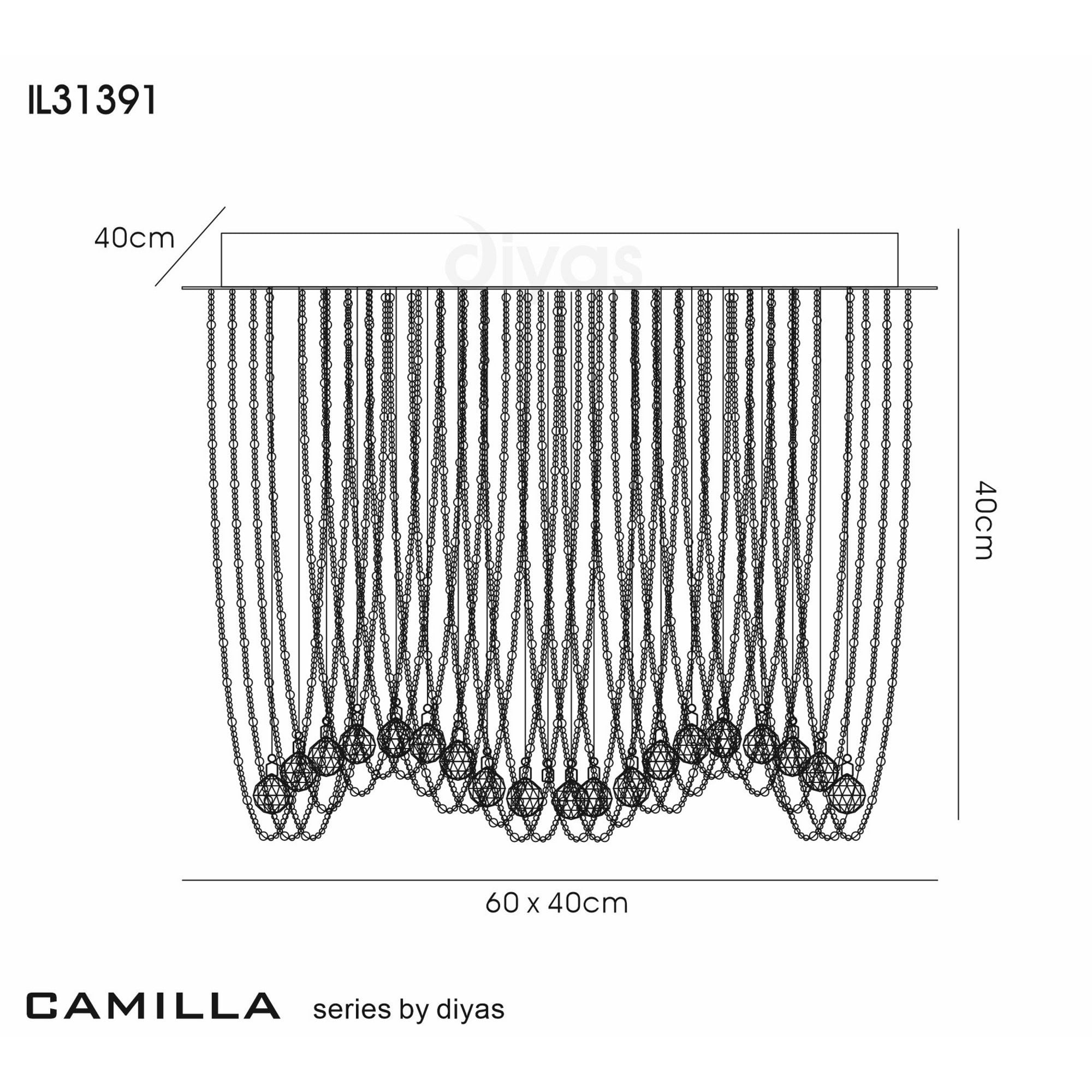 Diyas IL31391 Camilla Ceiling Oval 7 Light Polished Chrome/Crystal