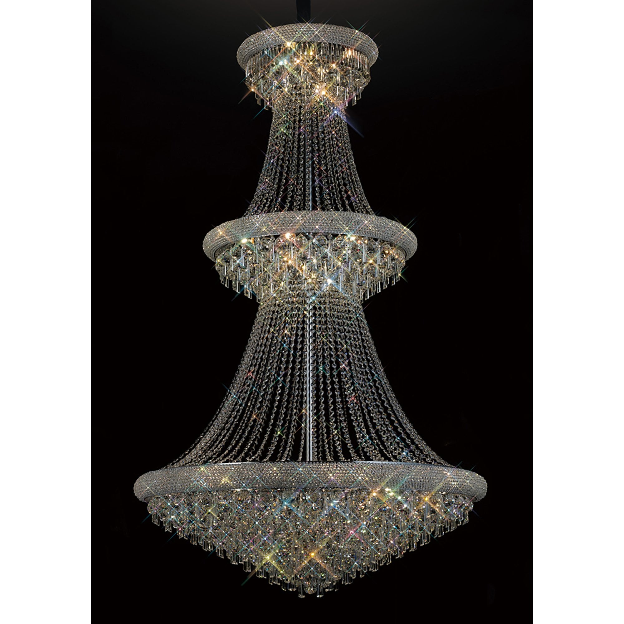 Diyas Alexandra 3 Tier 37 Light Pendant - Polished Chrome & Crystal