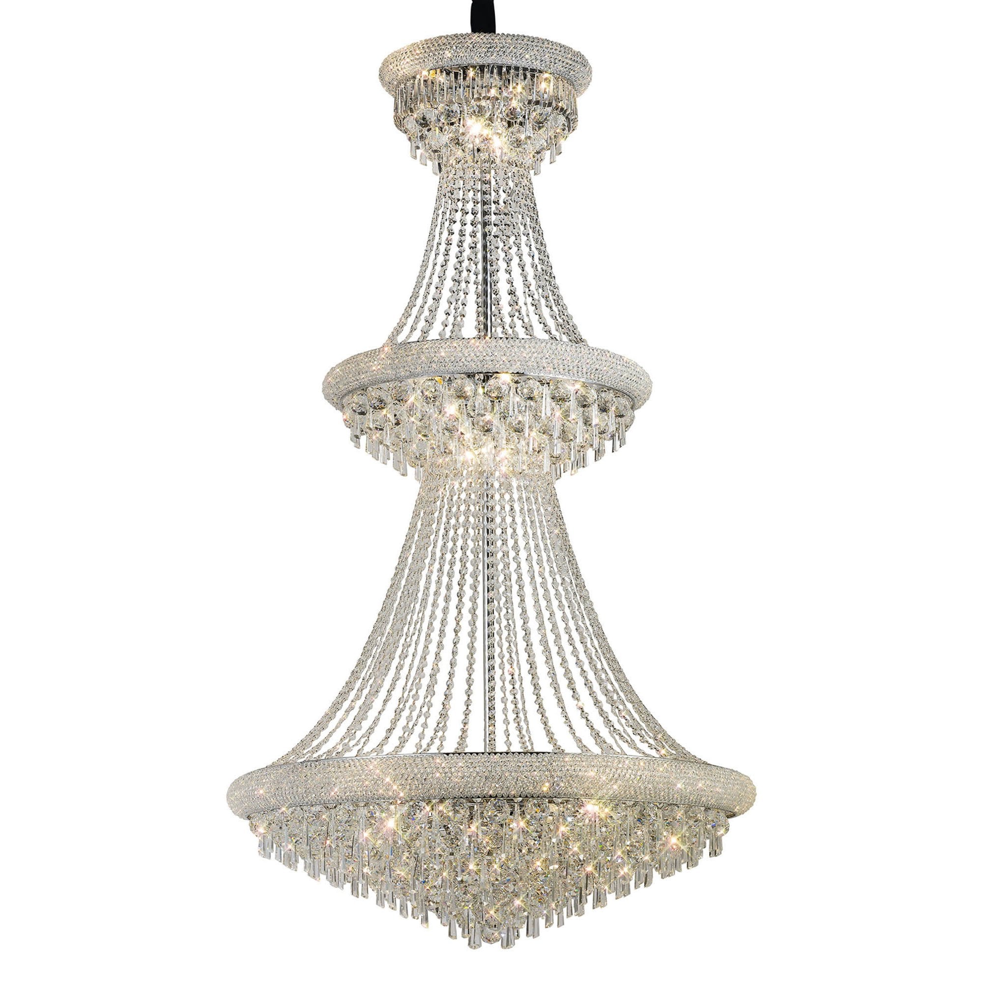 Diyas Alexandra 3 Tier 29 Light Pendant - Polished Chrome & Crystal
