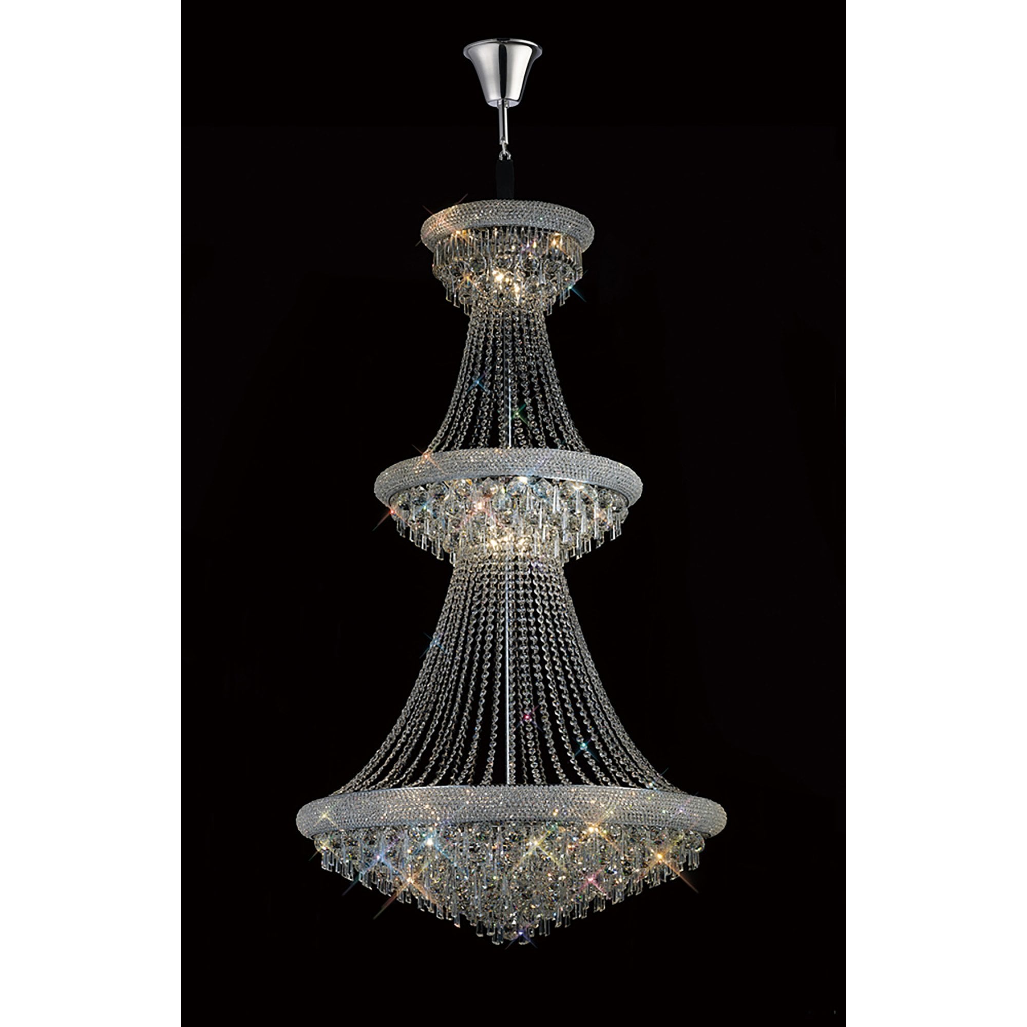 Diyas Alexandra 3 Tier 29 Light Pendant - Polished Chrome & Crystal