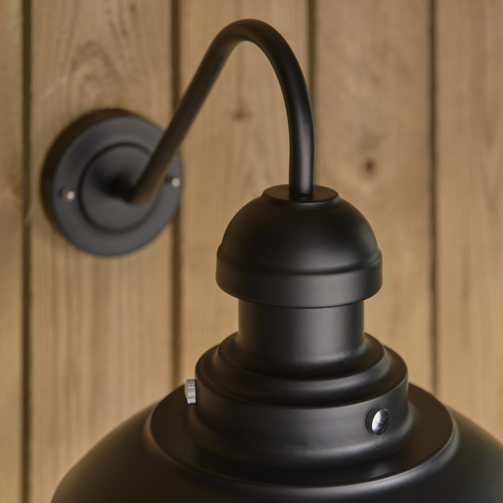 Endon Hereford Single Light Fisherman Arm Wall Light - Matt Black & Clear Glass