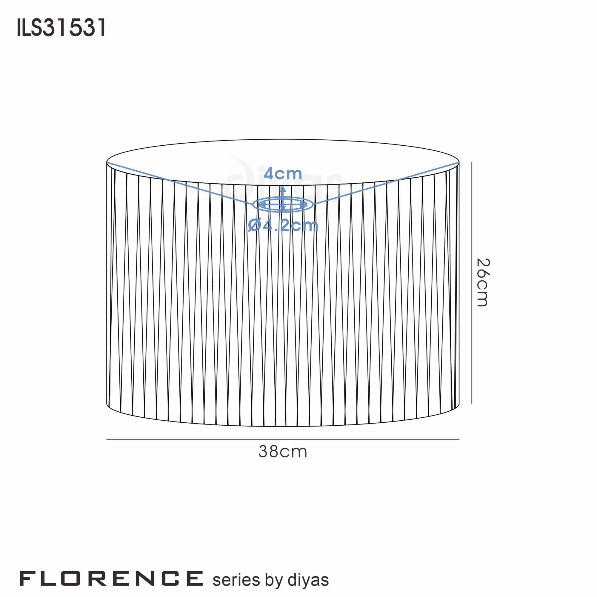 Diyas ILS31531 Florence Round Organza Shade - Cream 38cm Suitable For Floor Lamp - Shade Only