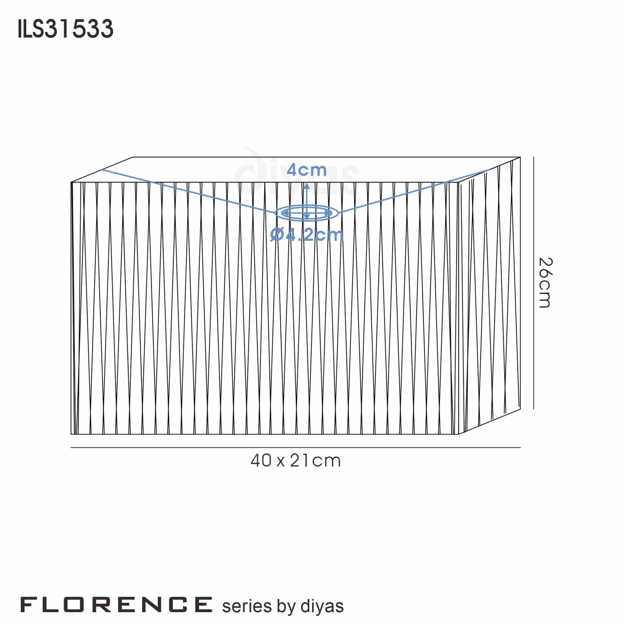 Diyas ILS31533 Florence Rectangle Organza Shade - 21cm Cream, For Floor Lamp - Shade Only