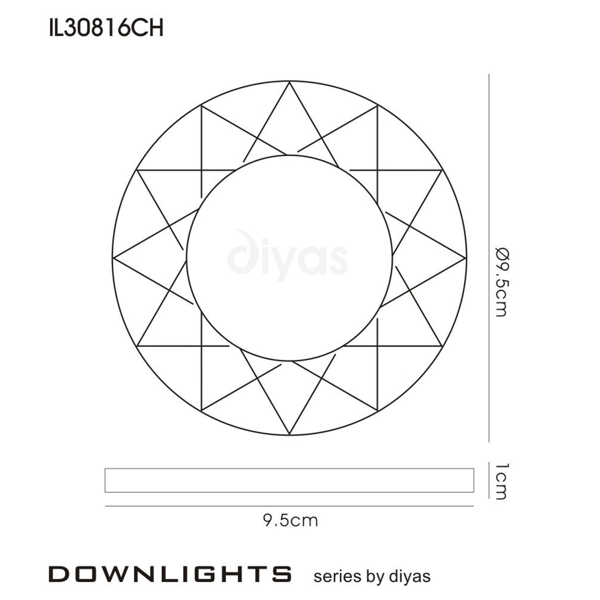 Diyas IL30816CH Crystal Downlight Chamfered Round Rim Only Clear,IL30800 Required To Complete The Item