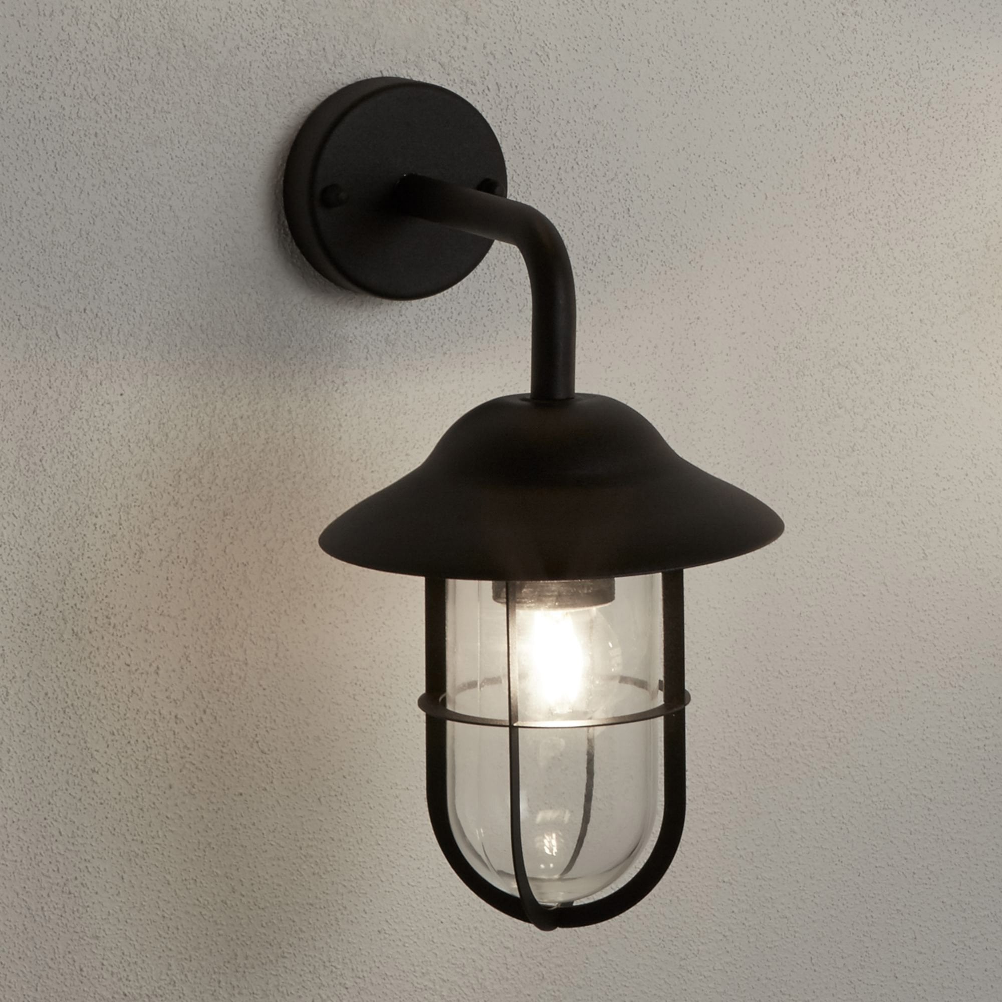 Searchlight Tarlton Outdoor Wall Light - Black & Clear Glass - IP44