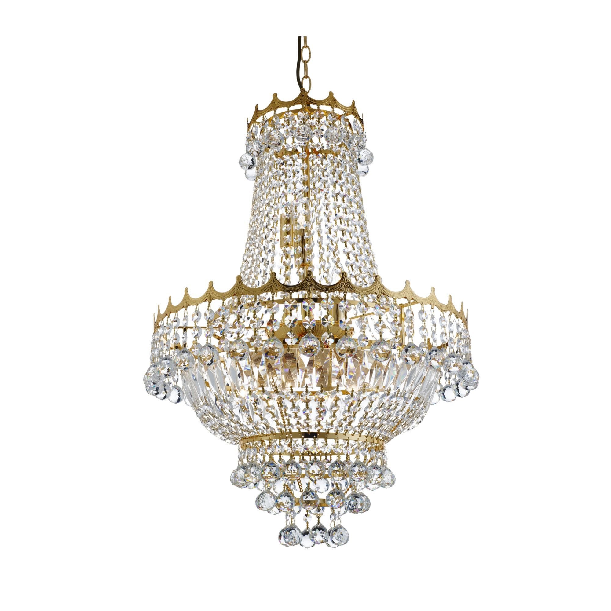 Searchlight Villas 9 Light Chandelier - Gold Frame & Crystal