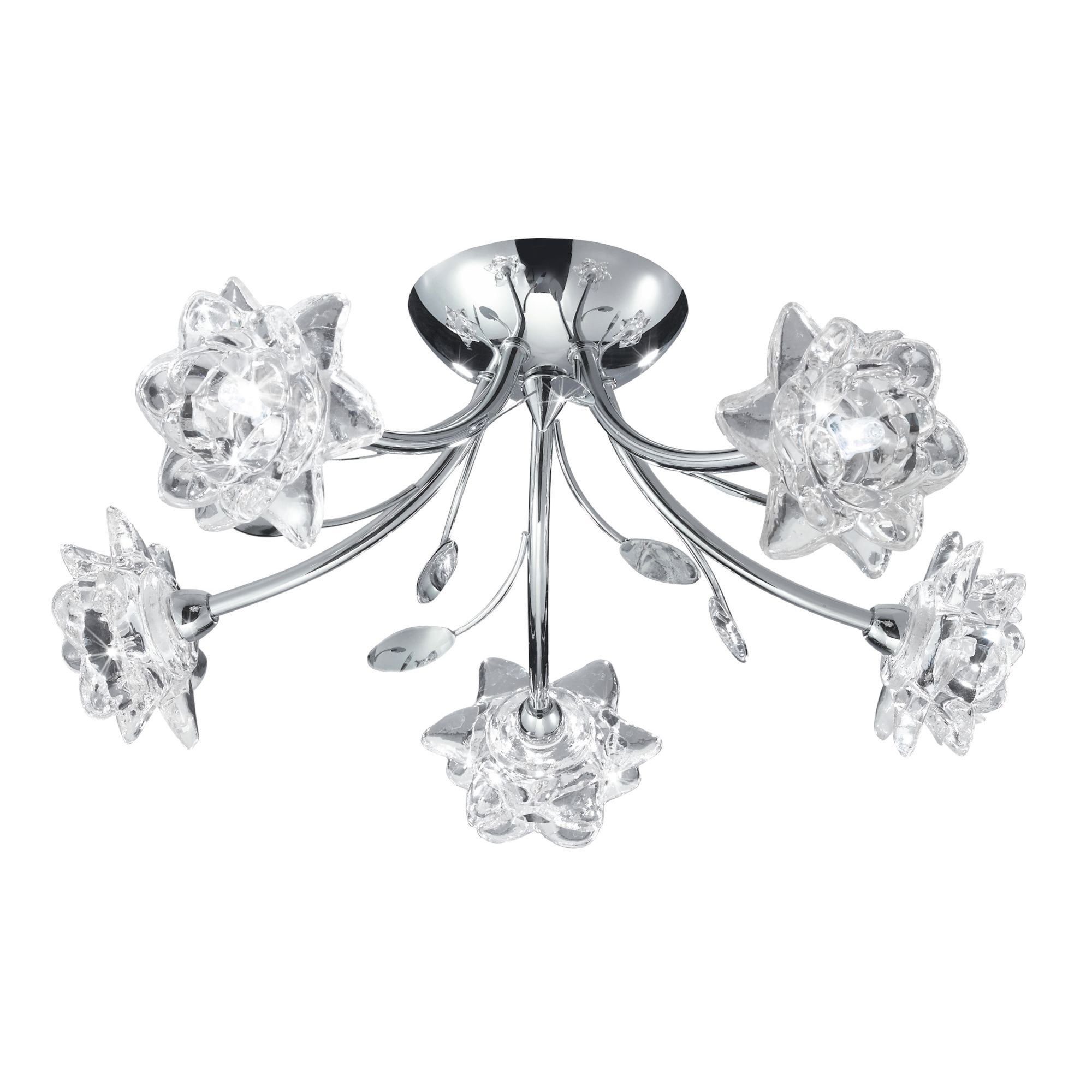 Searchlight Bay 5 Light Semi-Flush Ceiling Light - Chrome & Clear Glass