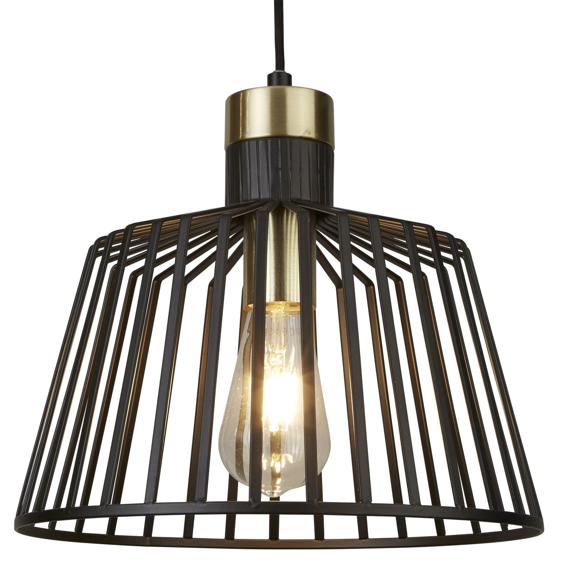 Searchlight Bedford Small Ceiling Pendant - Black & Satin Brass