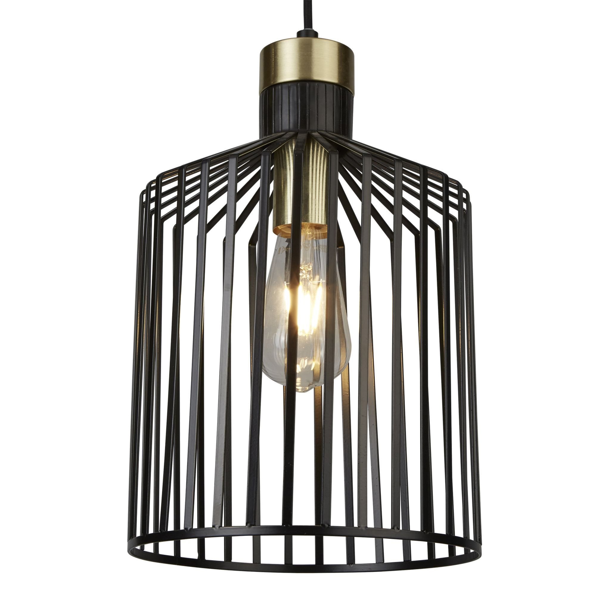 Searchlight Bedford Large Ceiling Pendant - Black & Satin Brass