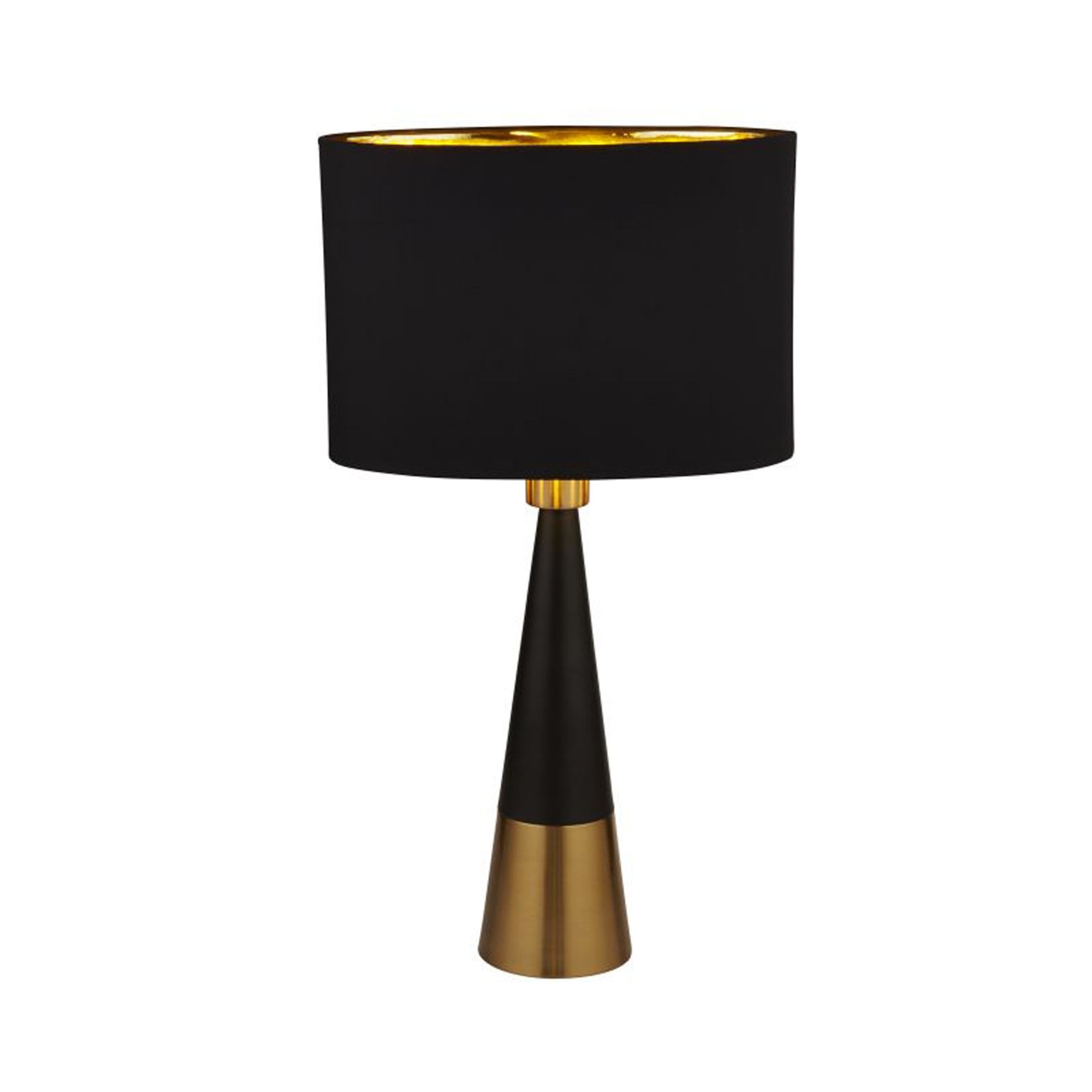 Searchlight Carly Table Lamp - Antique Copper, Black Shade & Gold Interior