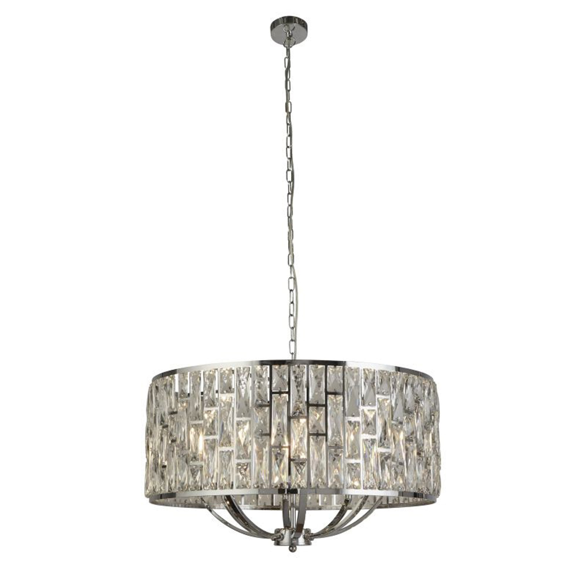 Searchlight Becket 8 Light Ceiling Pendant - Chrome & Crystal Glass