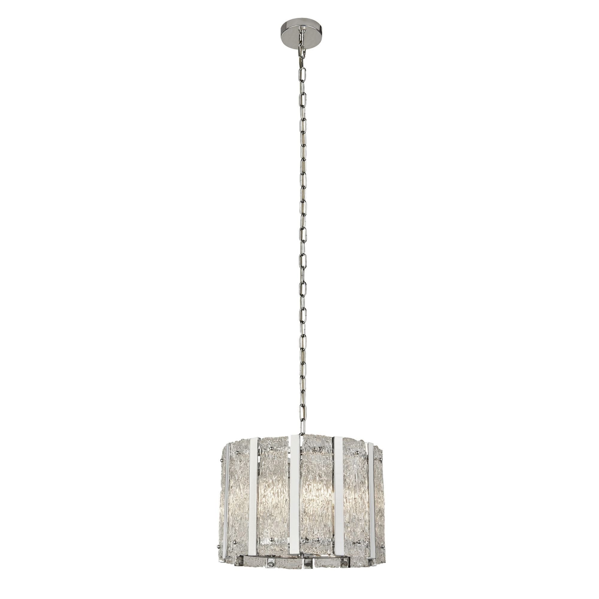 Searchlight Adams 5 Light Pendant - Satin Silver & Aquatex Glass