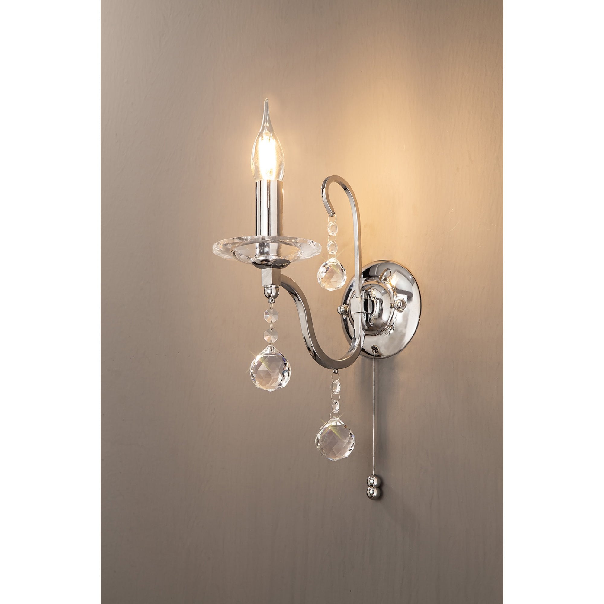 Diyas IL30111 Bianco Wall Light Switched 1 Light Polished Chrome/Crystal