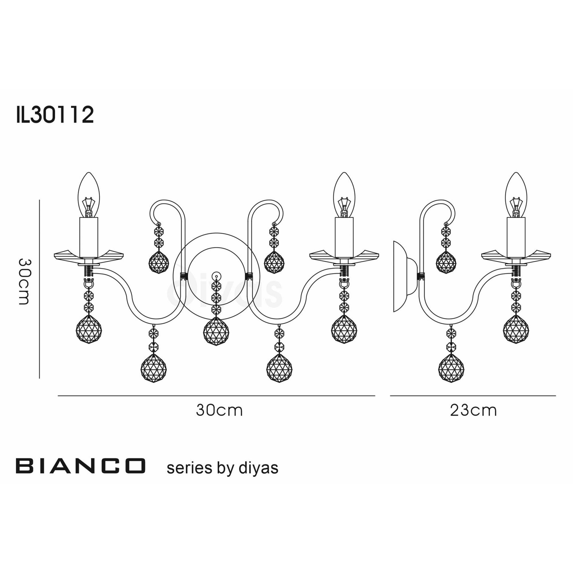 Diyas IL30112 Bianco Wall Light Switched 2 Light Polished Chrome/Crystal