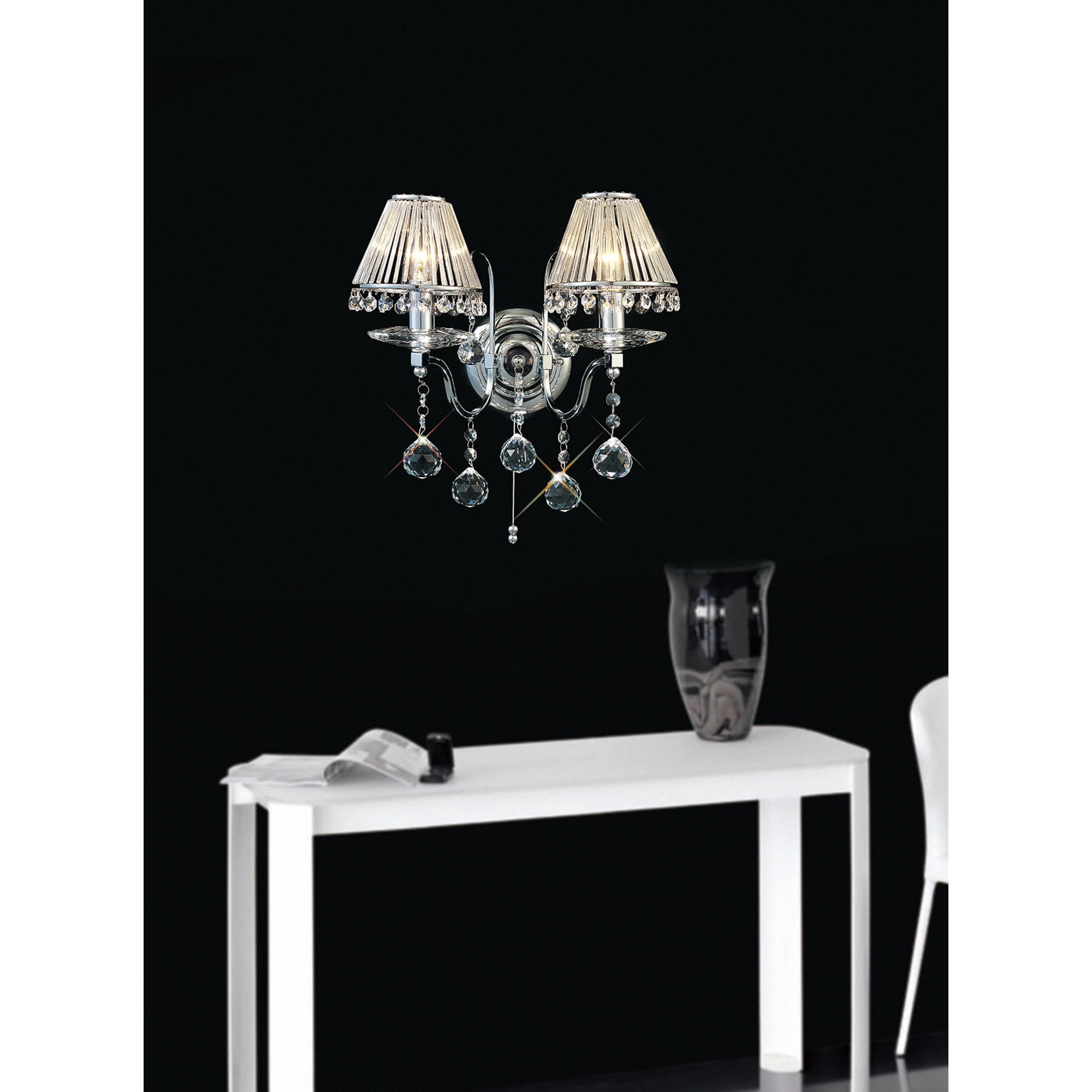 Diyas IL30112 Bianco Wall Light Switched 2 Light Polished Chrome/Crystal
