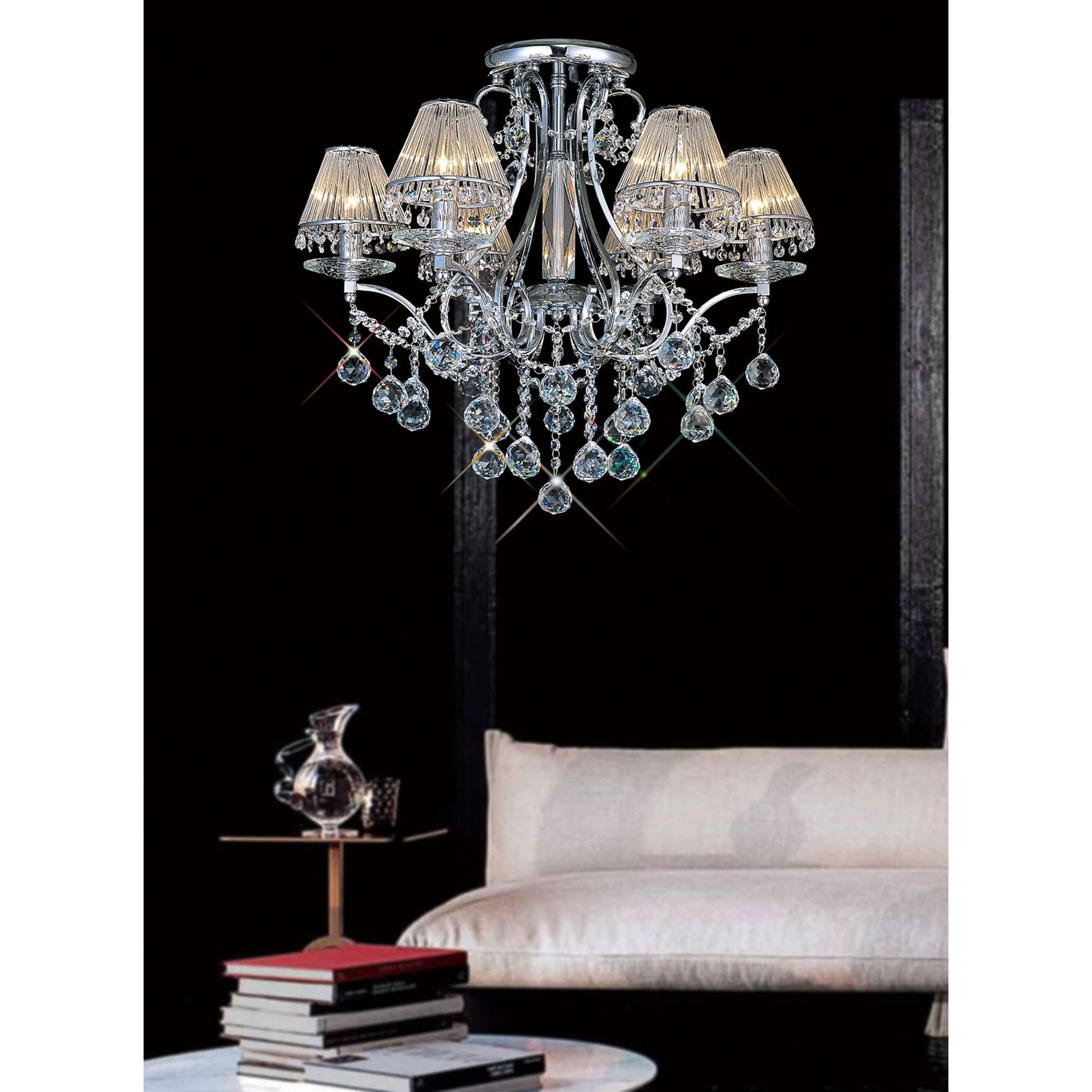 Diyas IL30116 Bianco Ceiling 6 Light Polished Chrome/Crystal