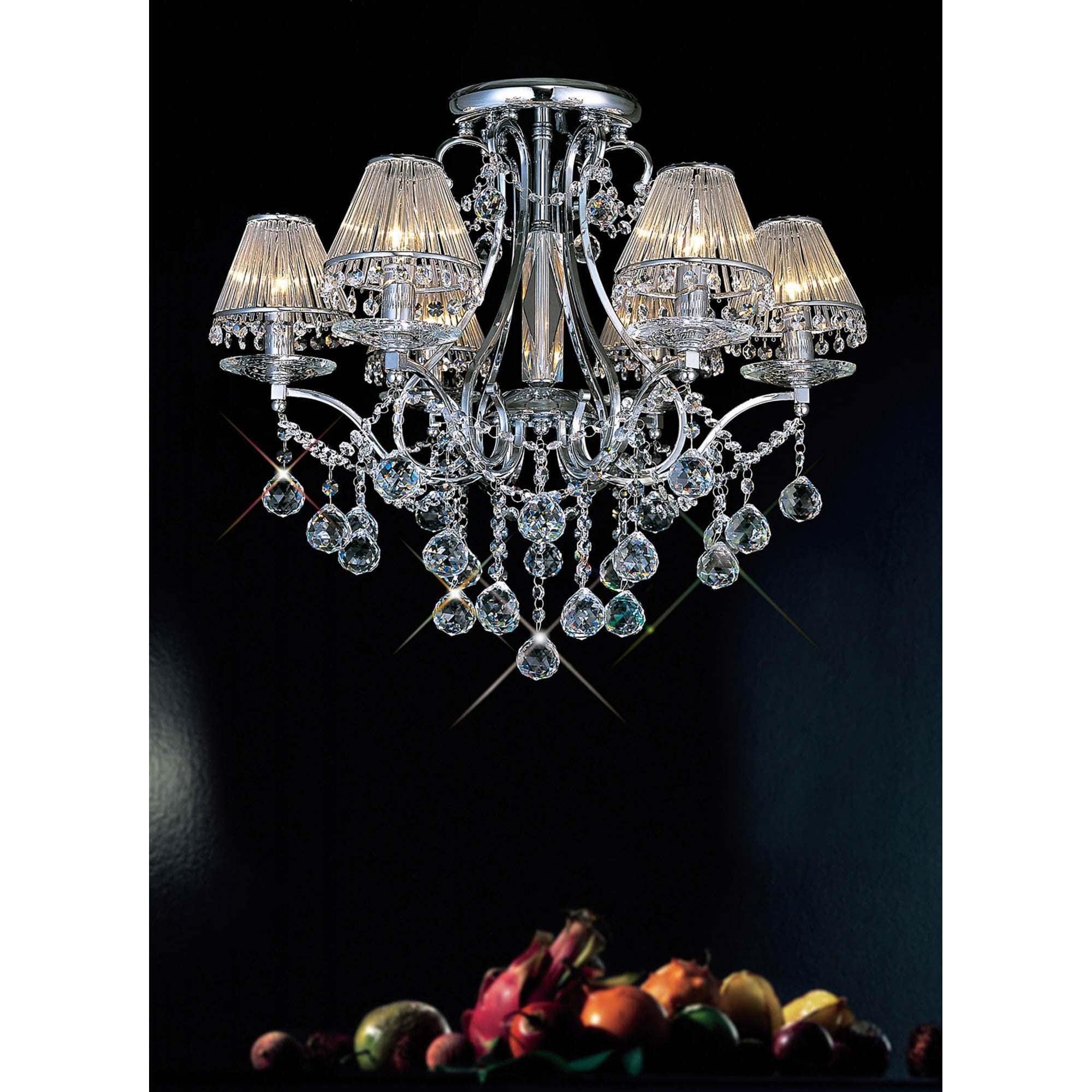 Diyas IL30116 Bianco Ceiling 6 Light Polished Chrome/Crystal