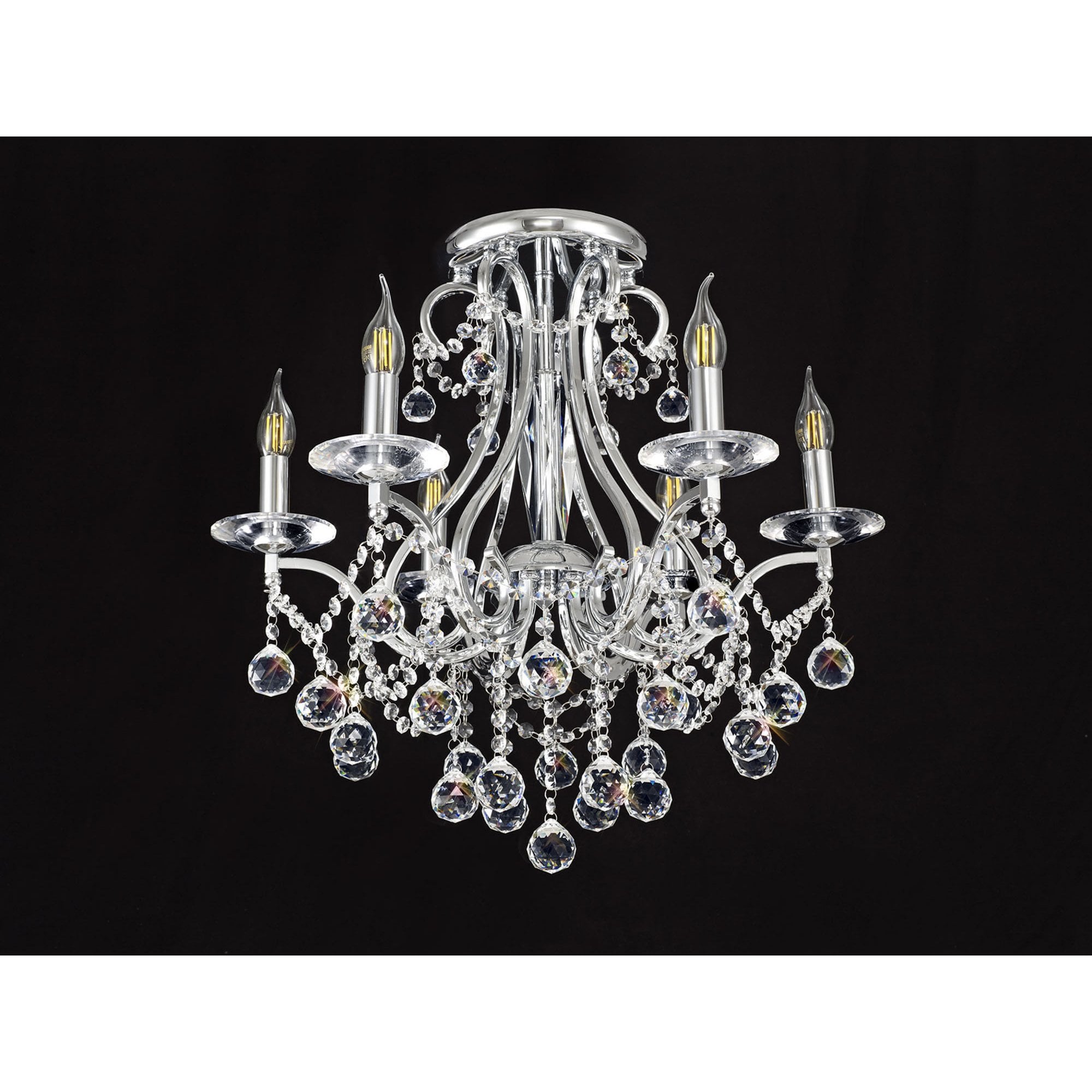Diyas IL30116 Bianco Ceiling 6 Light Polished Chrome/Crystal