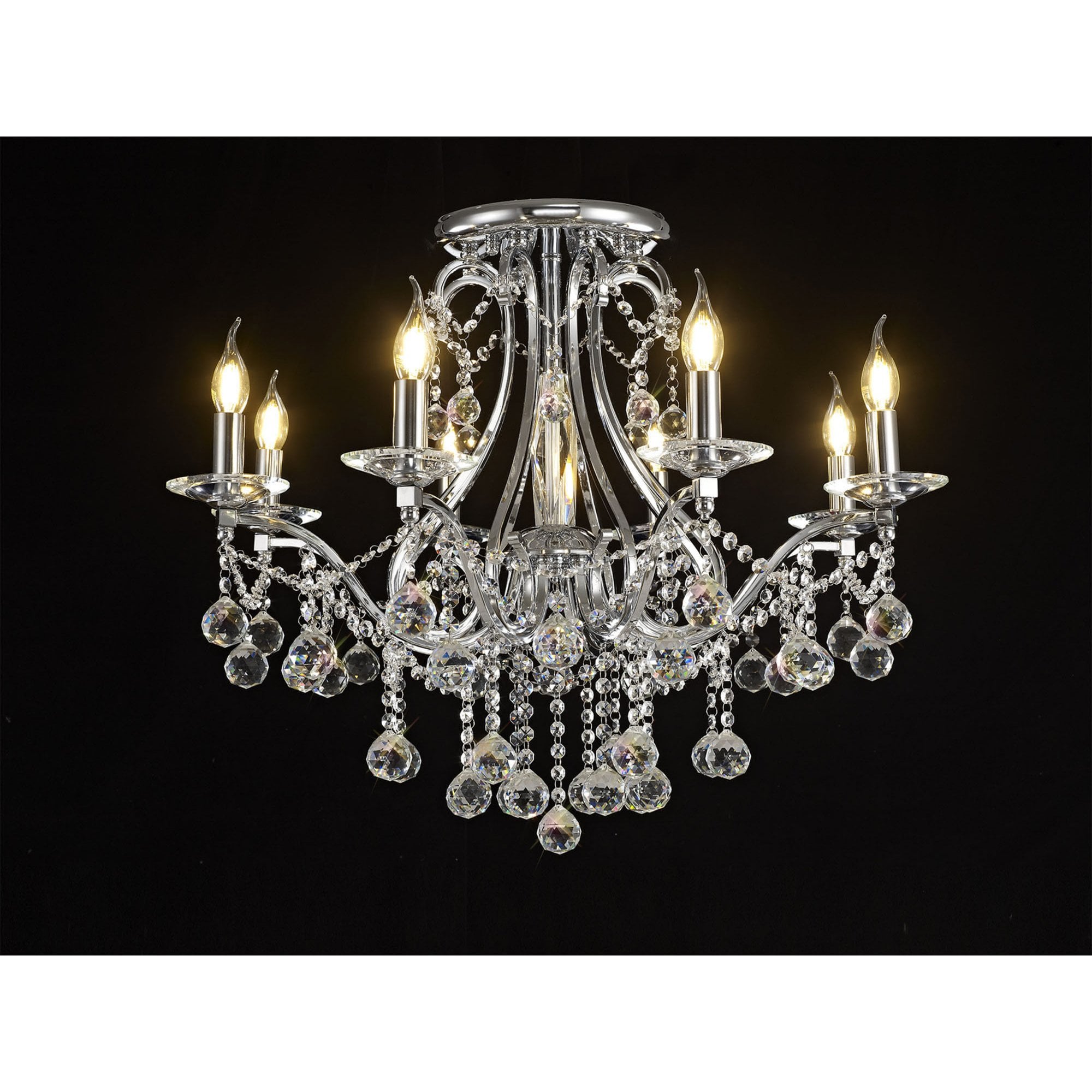 Diyas IL30118 Bianco Ceiling 8 Light Polished Chrome/Crystal
