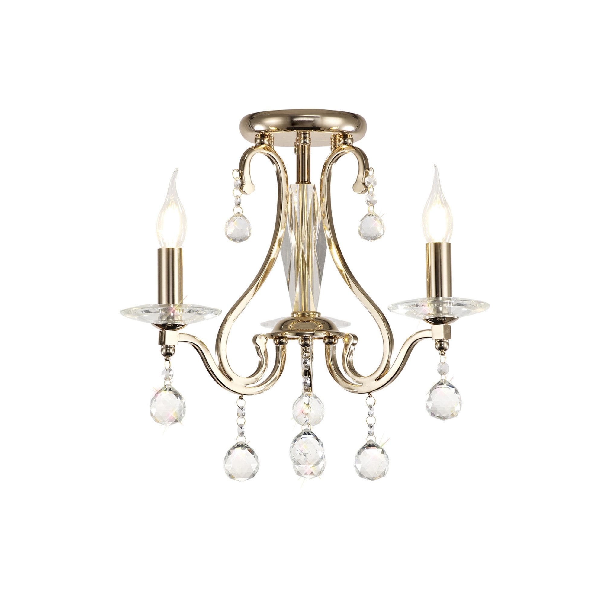 Diyas IL30213 Bianco Ceiling 3 Light French Gold/Crystal