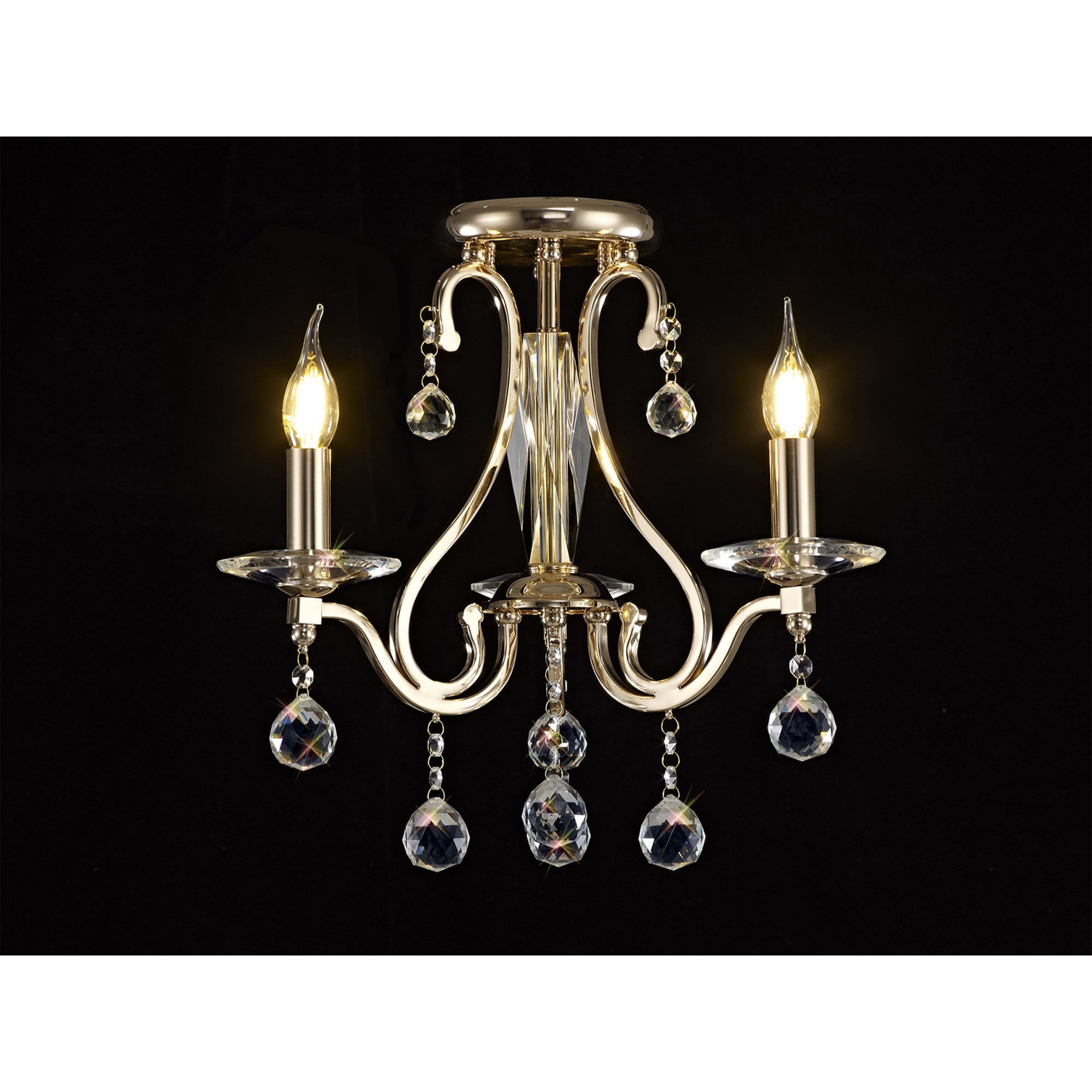 Diyas IL30213 Bianco Ceiling 3 Light French Gold/Crystal