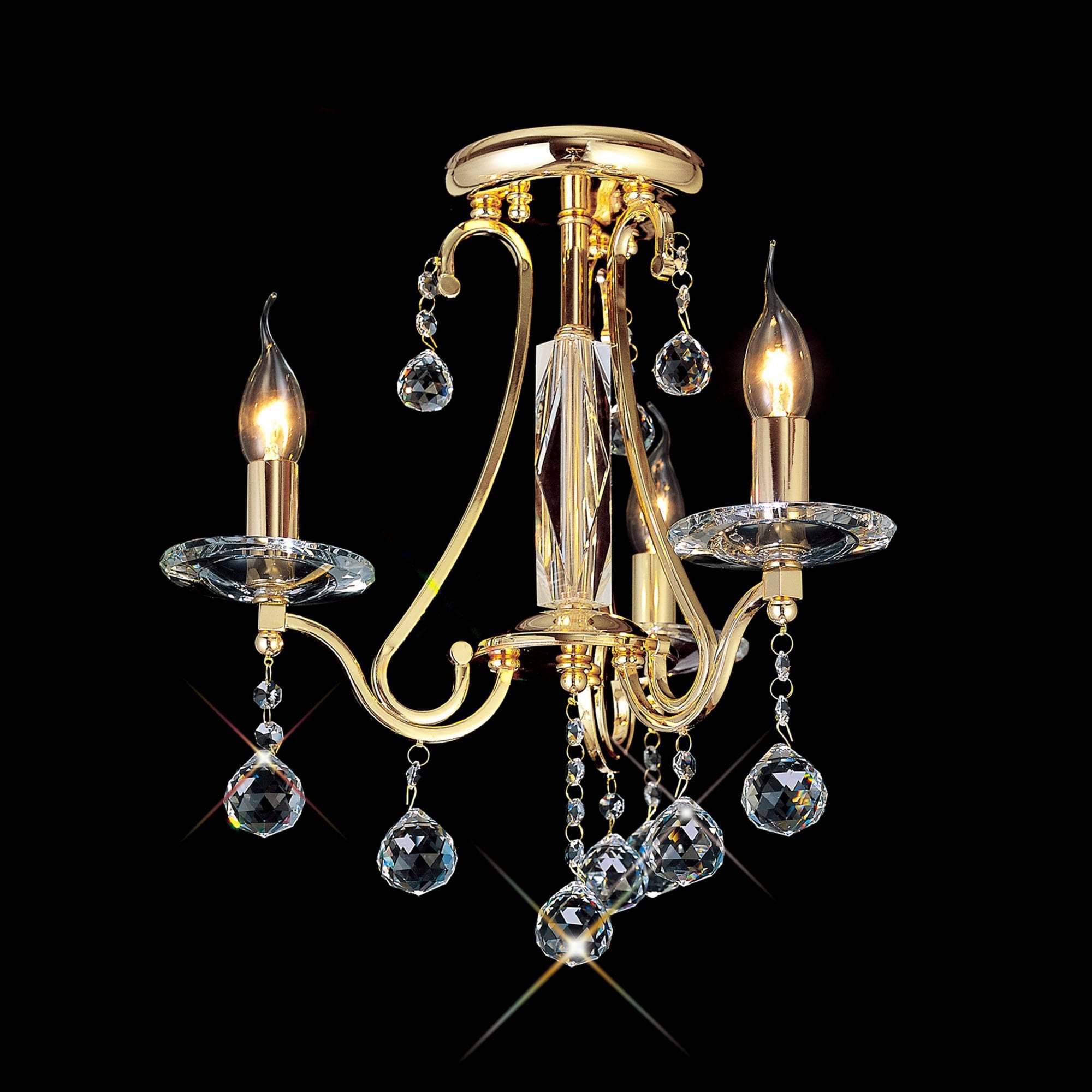 Diyas IL30213 Bianco Ceiling 3 Light French Gold/Crystal