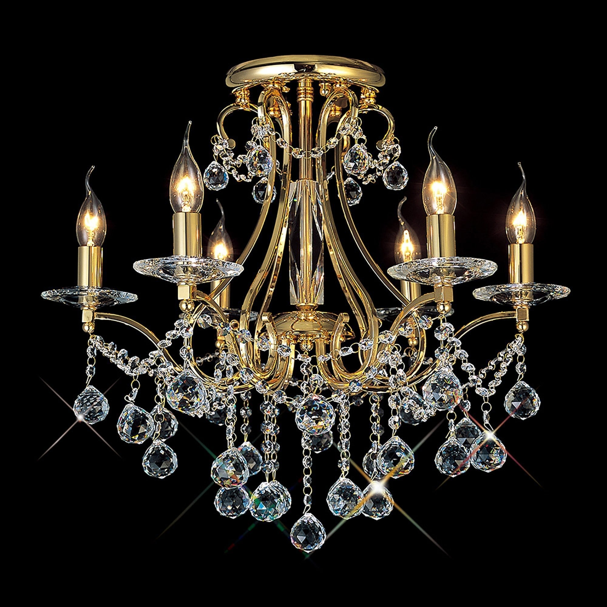 Diyas IL30216/BI Bianco Ceiling 6 Light French Gold/Crystal