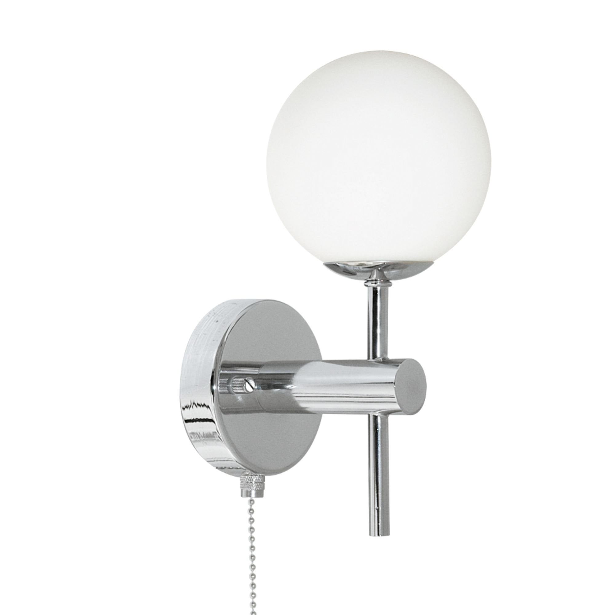 Searchlight LED Globe IP44 Chrome Wall Light With Opal Glass Shades